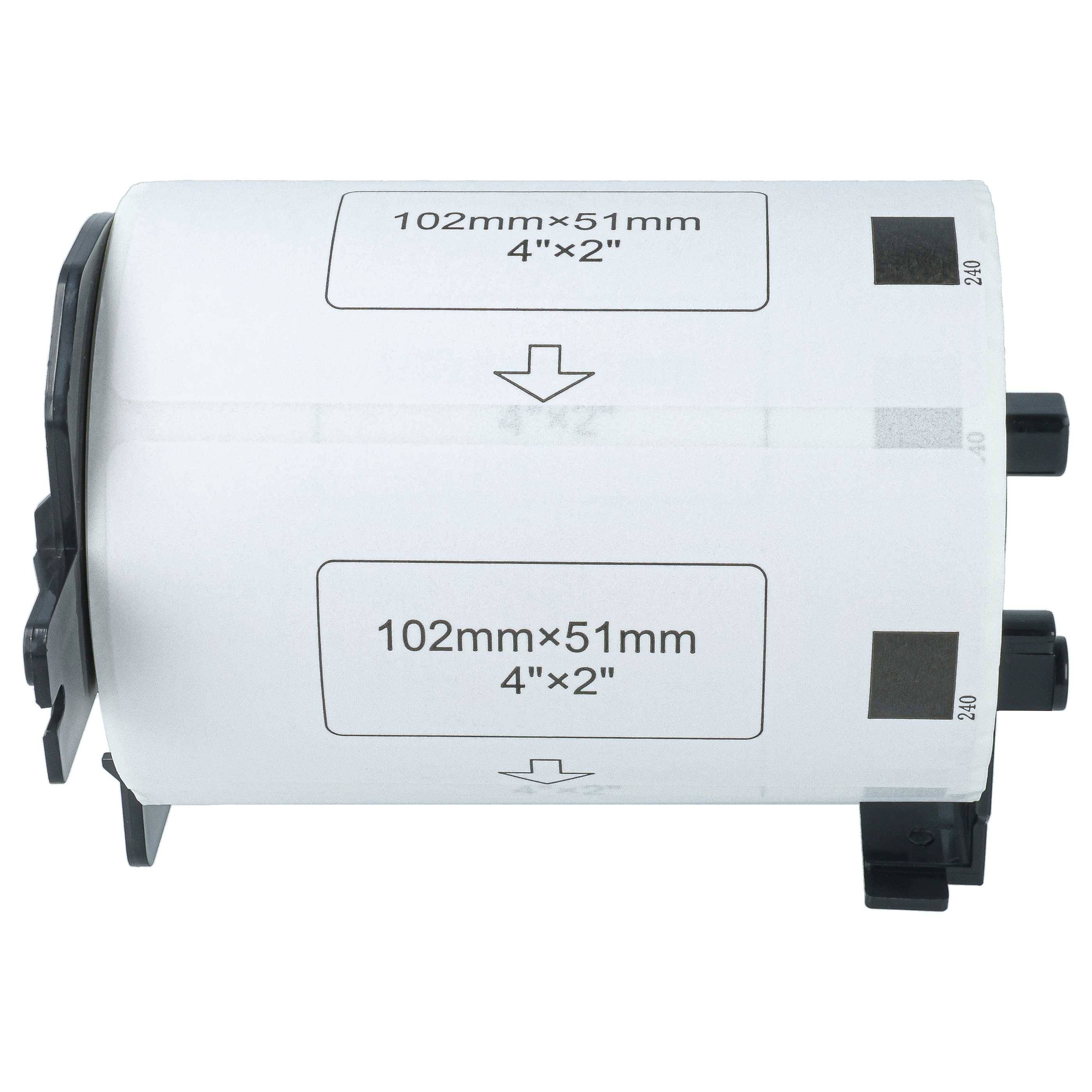 vhbw 10x Etiketten-Rolle mit Halter 102mm x 51mm (600 Etiketten) kompatibel mit Brother PT QL1060N, QL-500, QL-500A Etiketten-Drucker