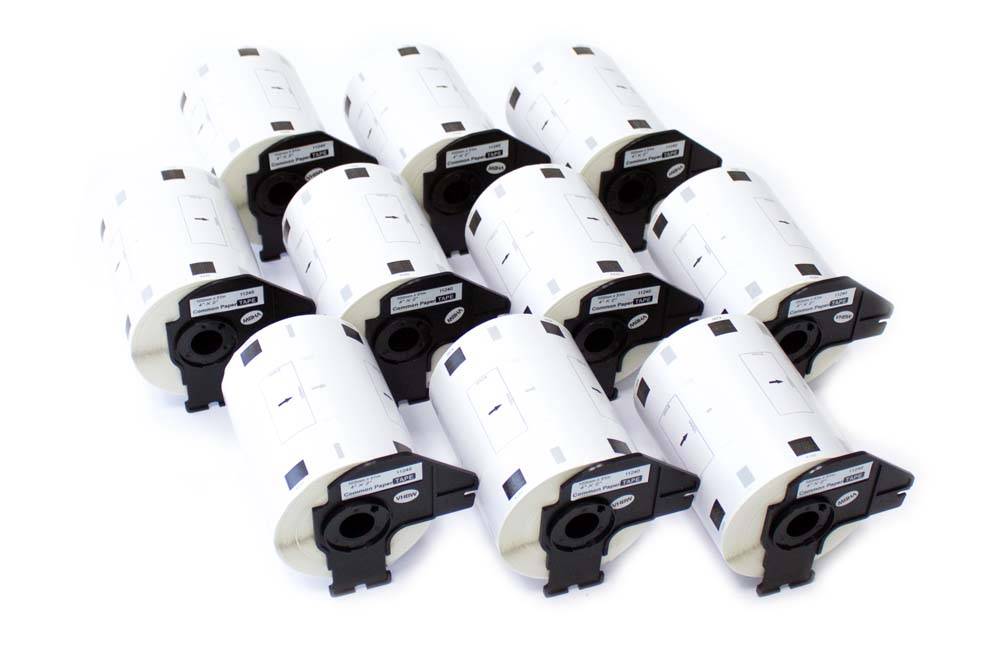 vhbw 10x Etiketten-Rolle mit Halter 102mm x 51mm (600 Etiketten) kompatibel mit Brother PT QL-560, QL560VP, QL-570 Etiketten-Drucker