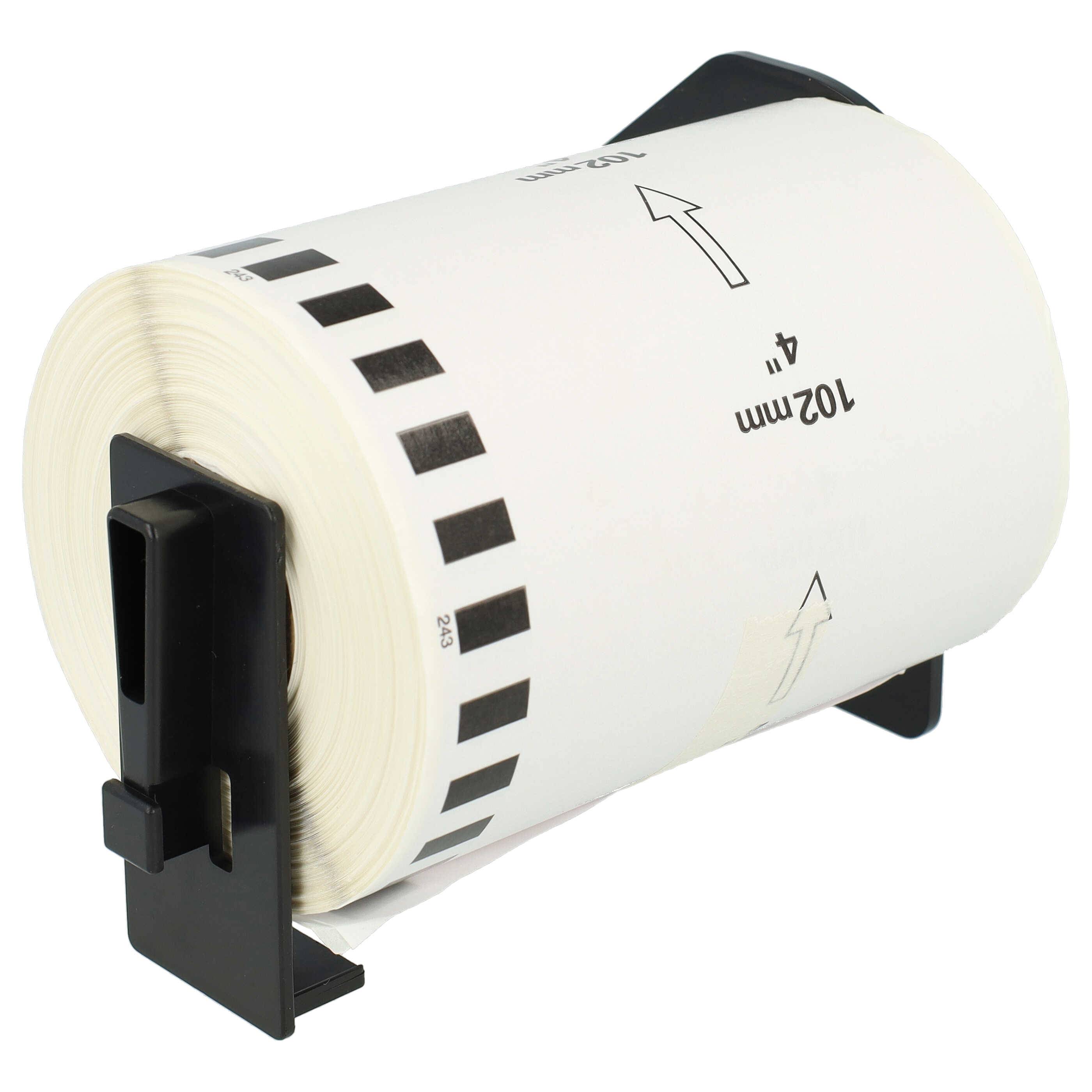 vhbw 2x Etiketten-Rolle mit Halter 102mm x 30,48m (1 Etikette) Ersatz für Brother DK-22243 für Etiketten-Drucker
