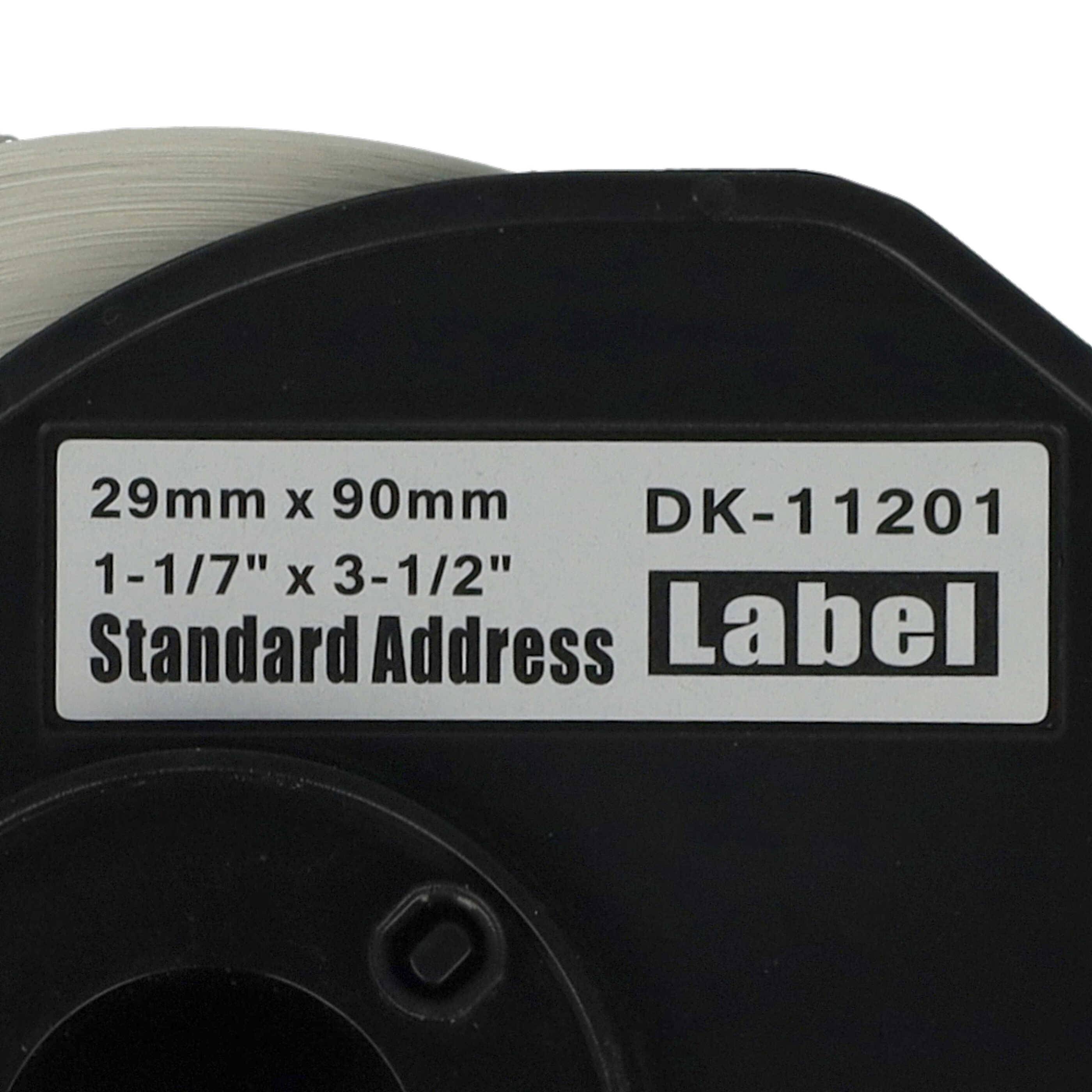 vhbw 3x Etiketten-Rolle mit Halter 29mm x 90mm (400 Etiketten) kompatibel mit Brother PT QL-650, QL650TD, QL-700 Etiketten-Drucker Weiß