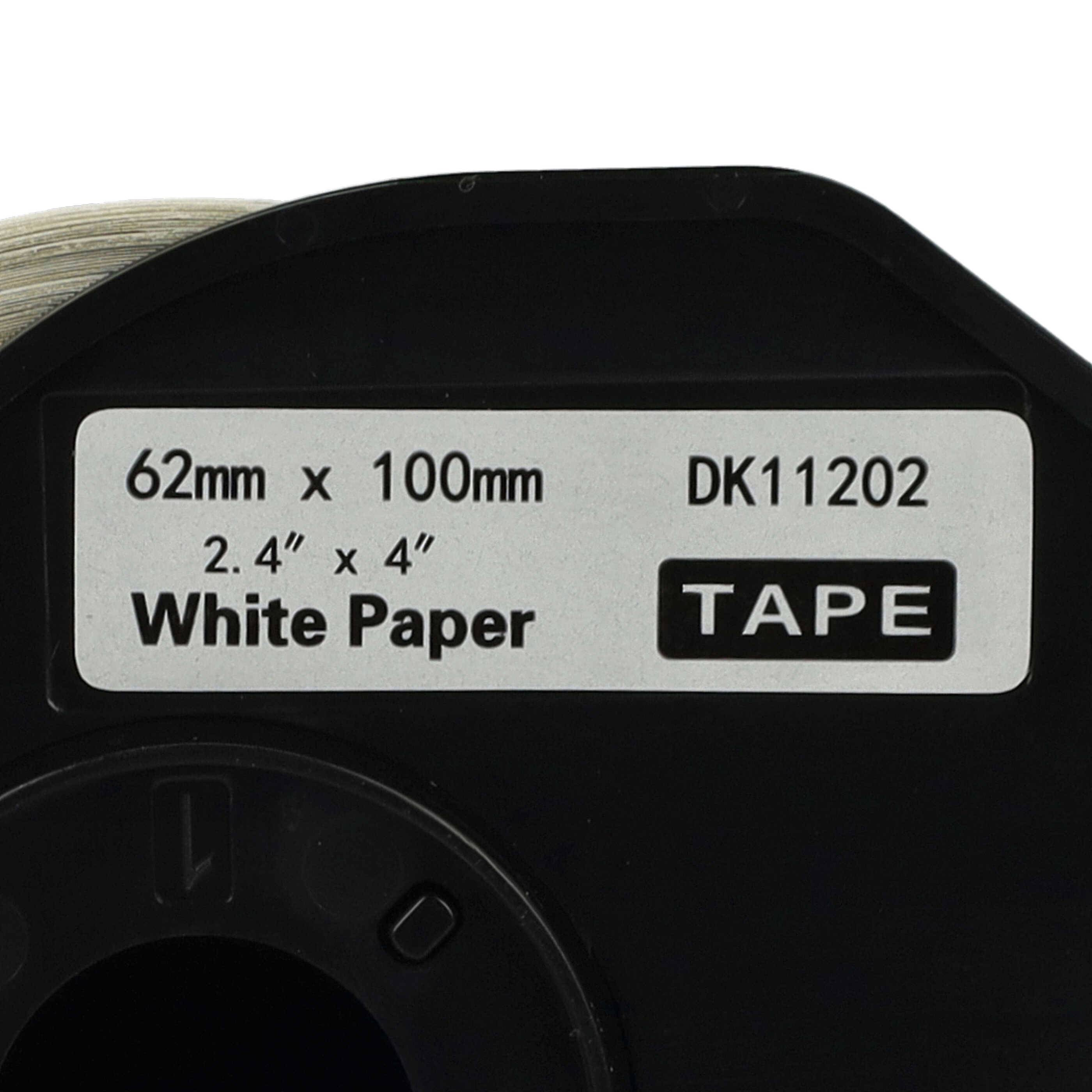 vhbw 10x Etiketten-Rolle mit Halter 62mm x 100mm (300 Etiketten) kompatibel mit Brother PT QL1060N, QL-1060 Etiketten-Drucker Weiß