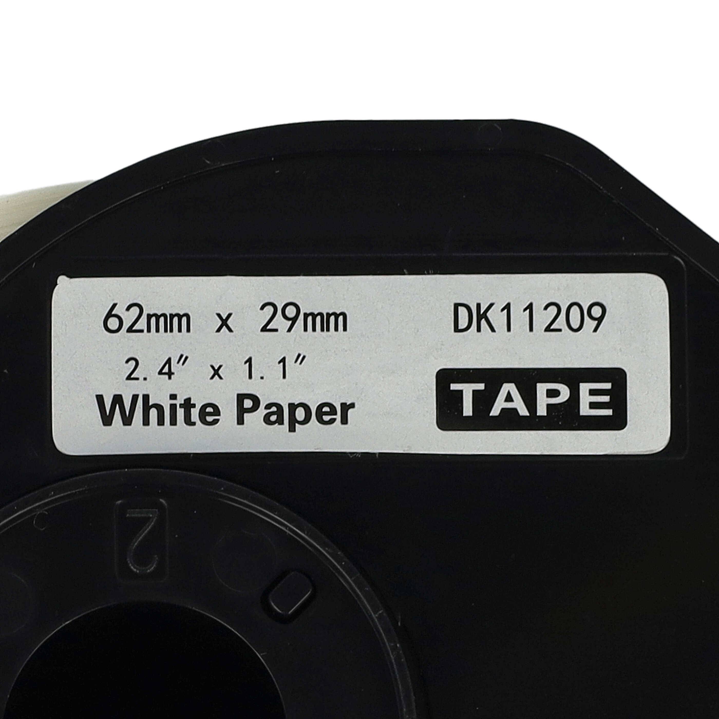 vhbw 10x Etiketten-Rolle mit Halter 62mm x 29mm (800 Etiketten) kompatibel mit Brother PT QL-580N, QL-650, QL650TD Etiketten-Drucker