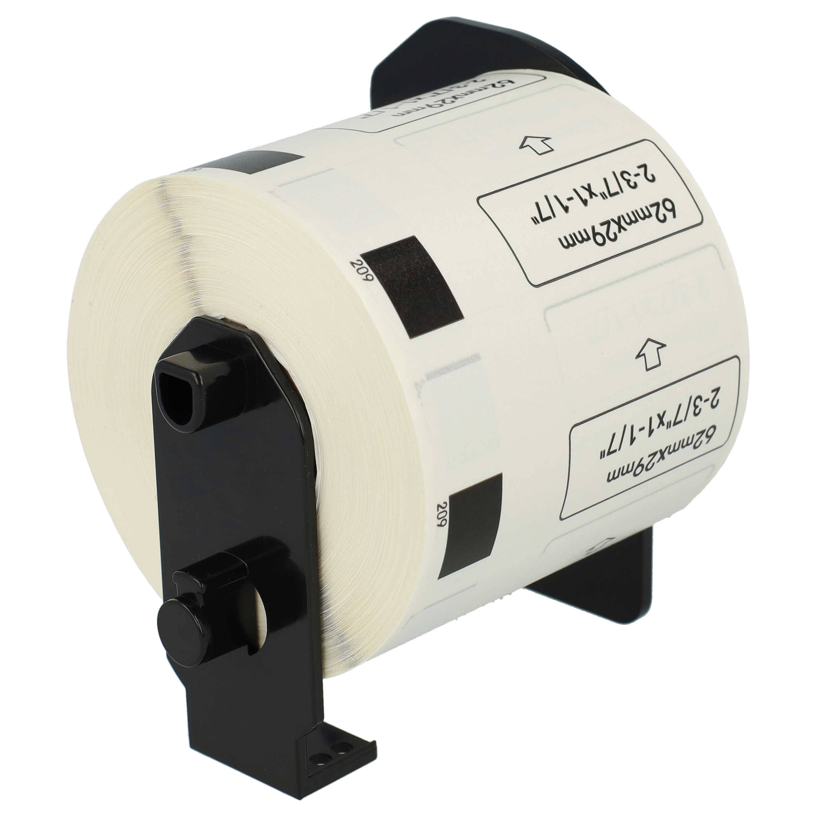 vhbw 10x Etiketten-Rolle mit Halter 62mm x 29mm (800 Etiketten) kompatibel mit Brother PT QL-580N, QL-650, QL650TD Etiketten-Drucker