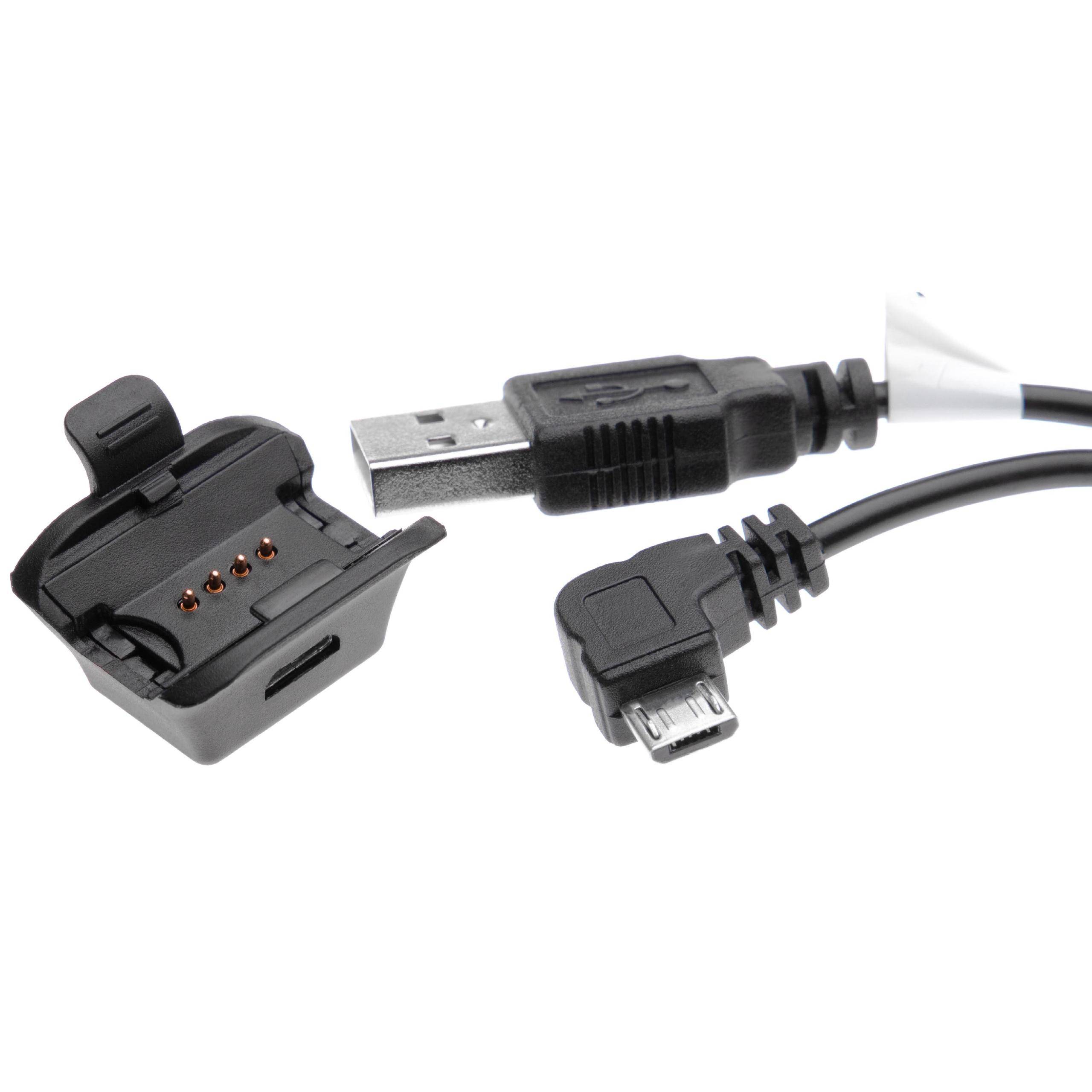 vhbw USB Ladekabel kompatibel mit Garmin Epix Smartwatch, Fitnesstracker - Dockingstation Schwarz, 100 cm
