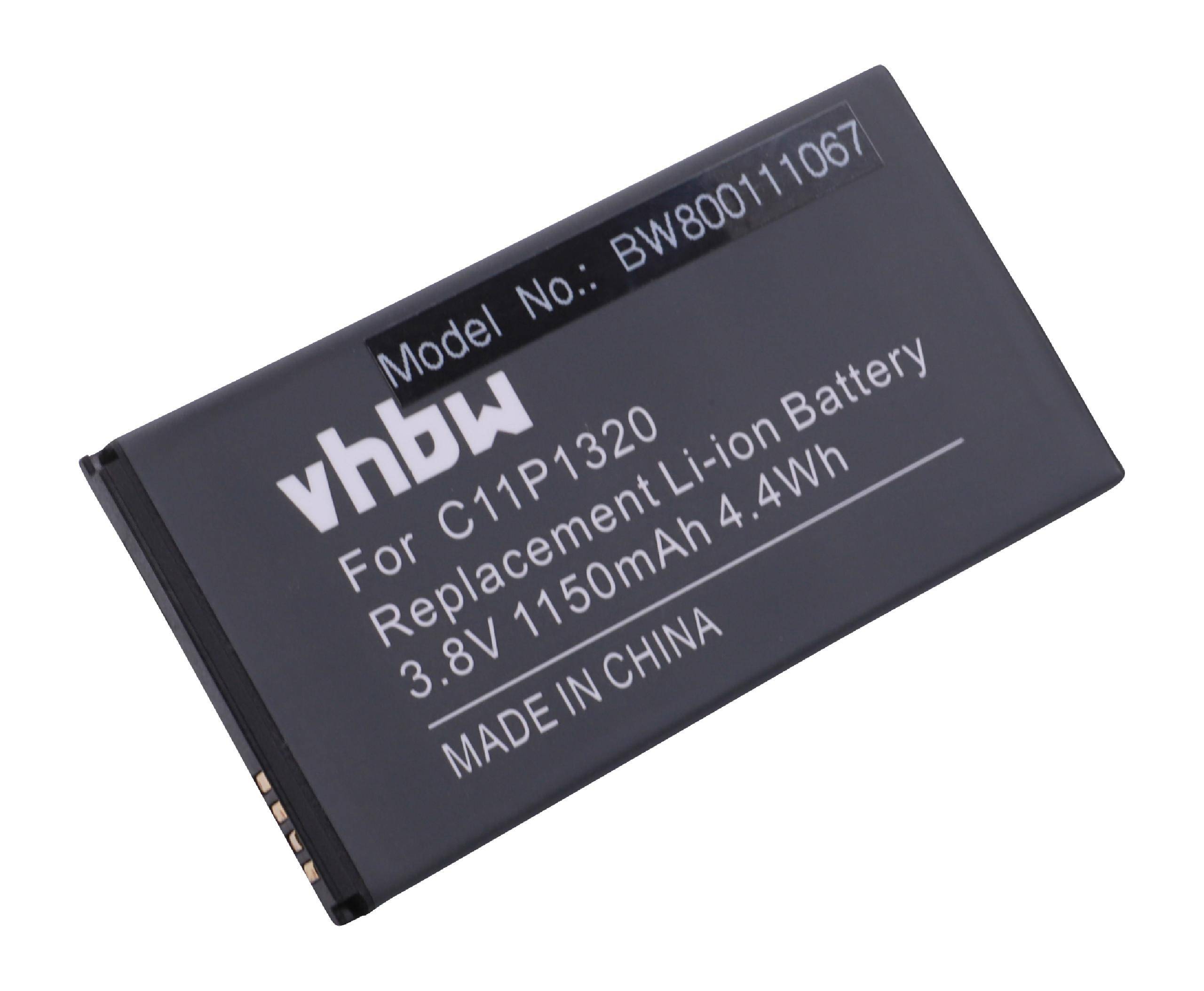 vhbw Li-Ion Akku 1150mAh (3.8V) für Handy Smartphone Telefon Asus A14, A400, A400Cg, A450CG wie C11P1320, C11-P1320.