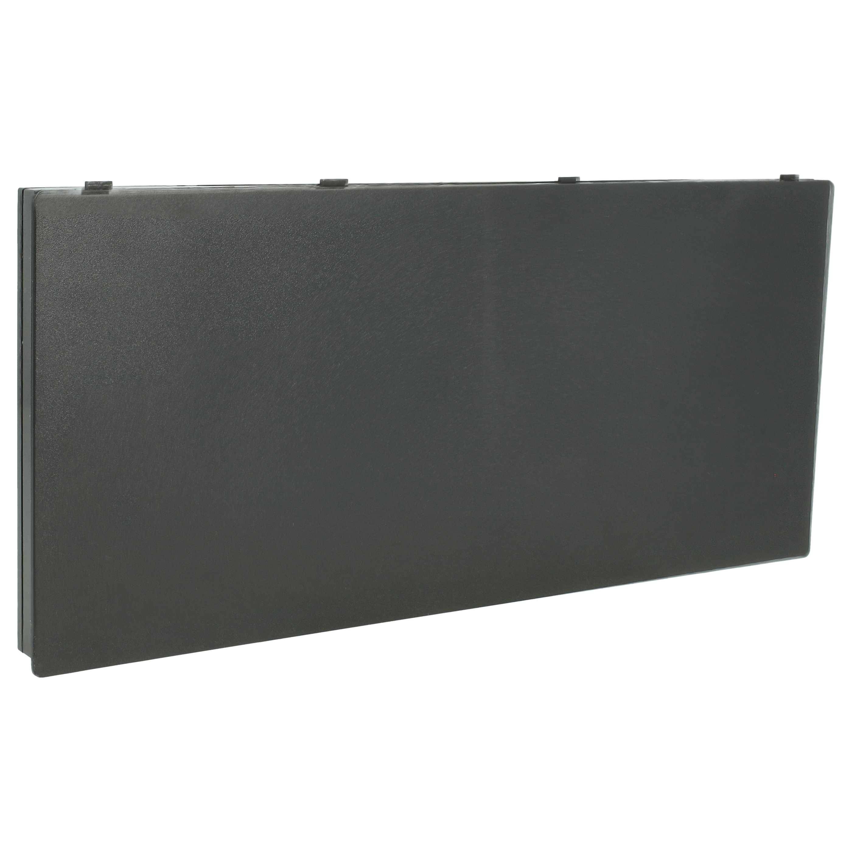 Ein rechteckiges, flaches, schwarzes Panel mit kleinen Befestigungslaschen entlang der oberen Kante, geeignet zum Einsetzen oder zur Befestigung an einem Gerät oder System.