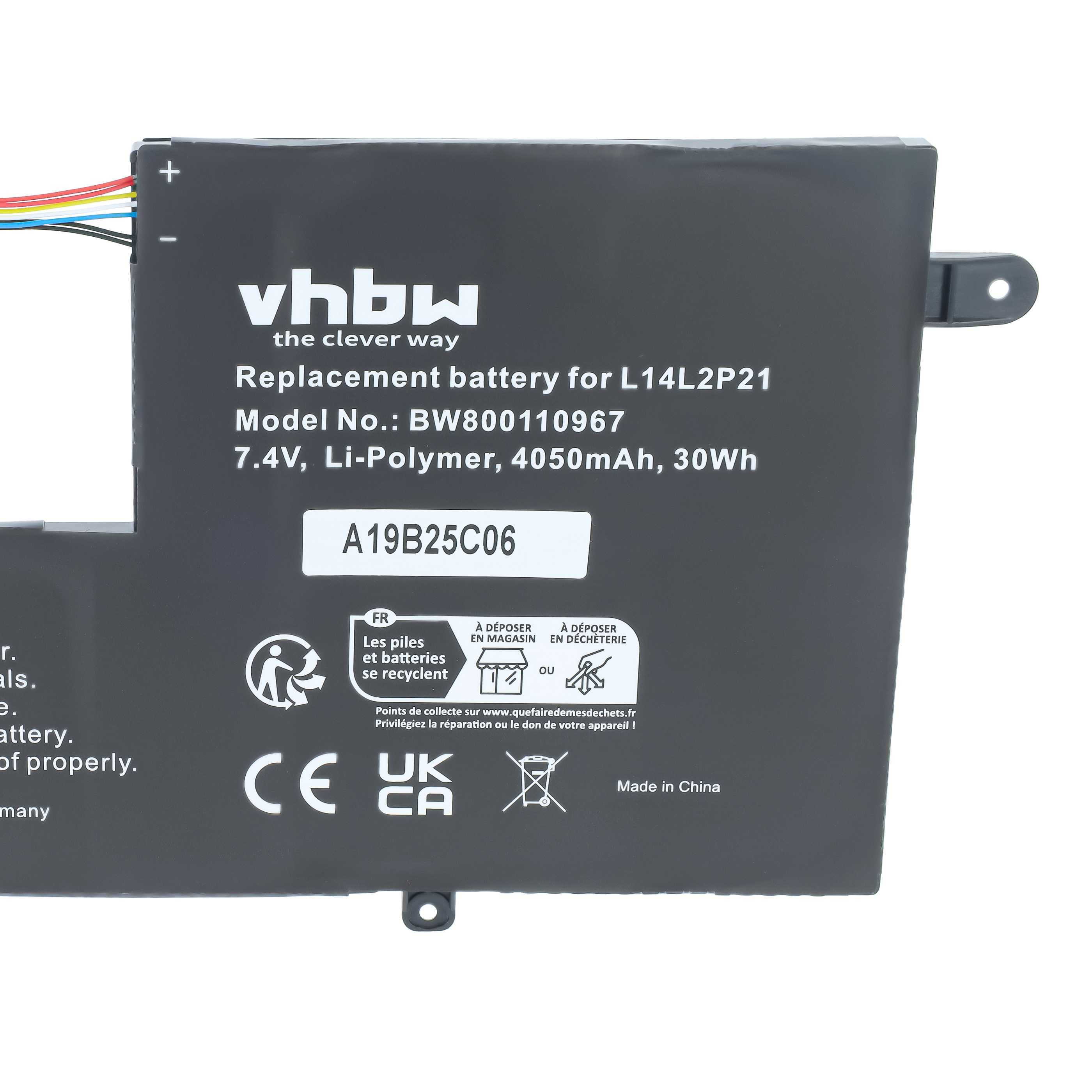 vhbw Akku kompatibel mit Lenovo IdeaPad 320S-15ABR(80YA) | 320S-15AST, 320S-15AST(80YB) Notebook (4050 mAh, 7,4 V, Li-Polymer)