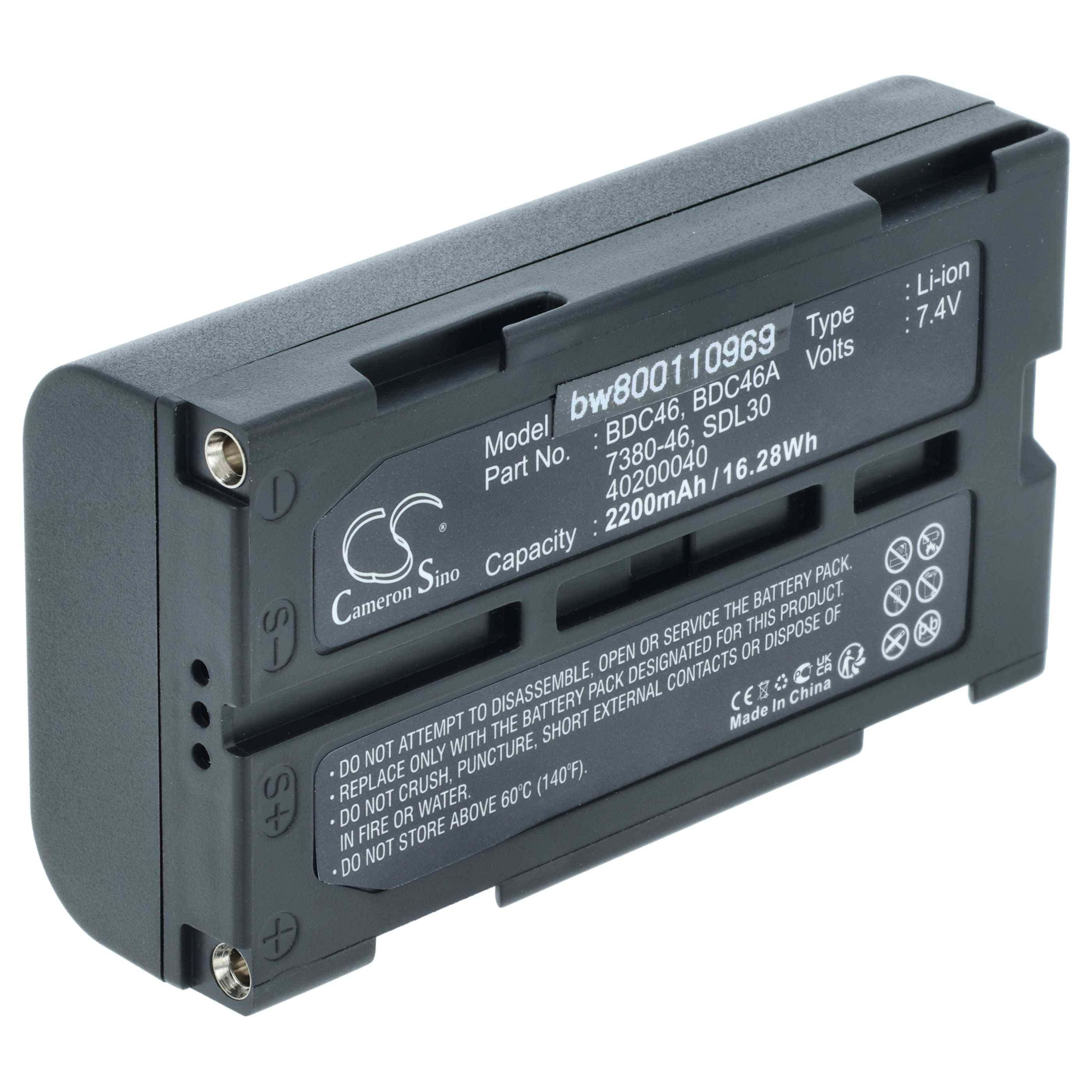 vhbw Akku kompatibel mit Sokkia NET1200, RCP4-5 Controlers, SCT6, SCT6 total Stations, SDL30 Messgerät (2200mAh, 7,4V, Li-Ion)