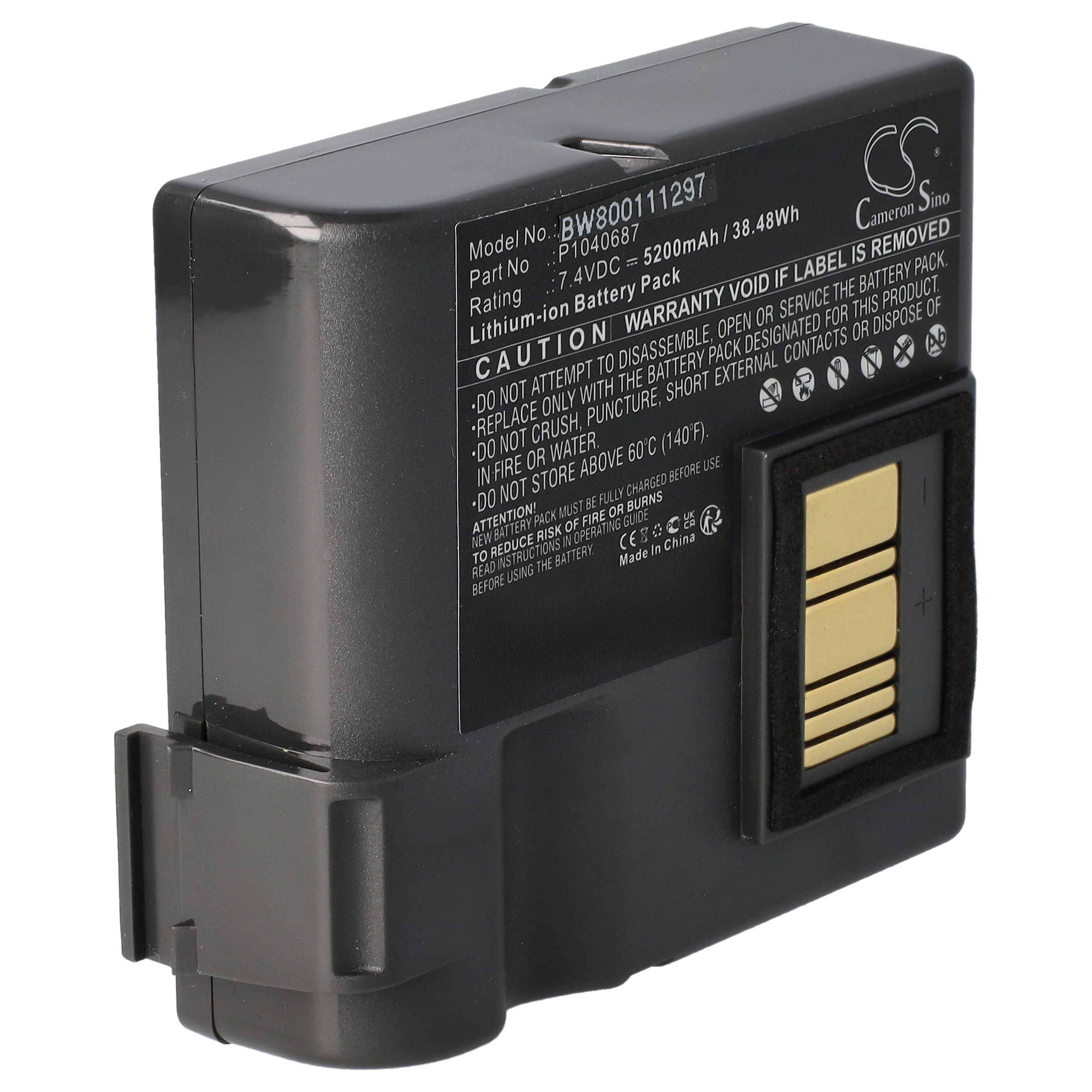 vhbw Akku kompatibel mit Zebra QLN420, ZQ630 Drucker Kopierer Scanner Etiketten-Drucker (5200 mAh, 7,4 V, Li-Ion)