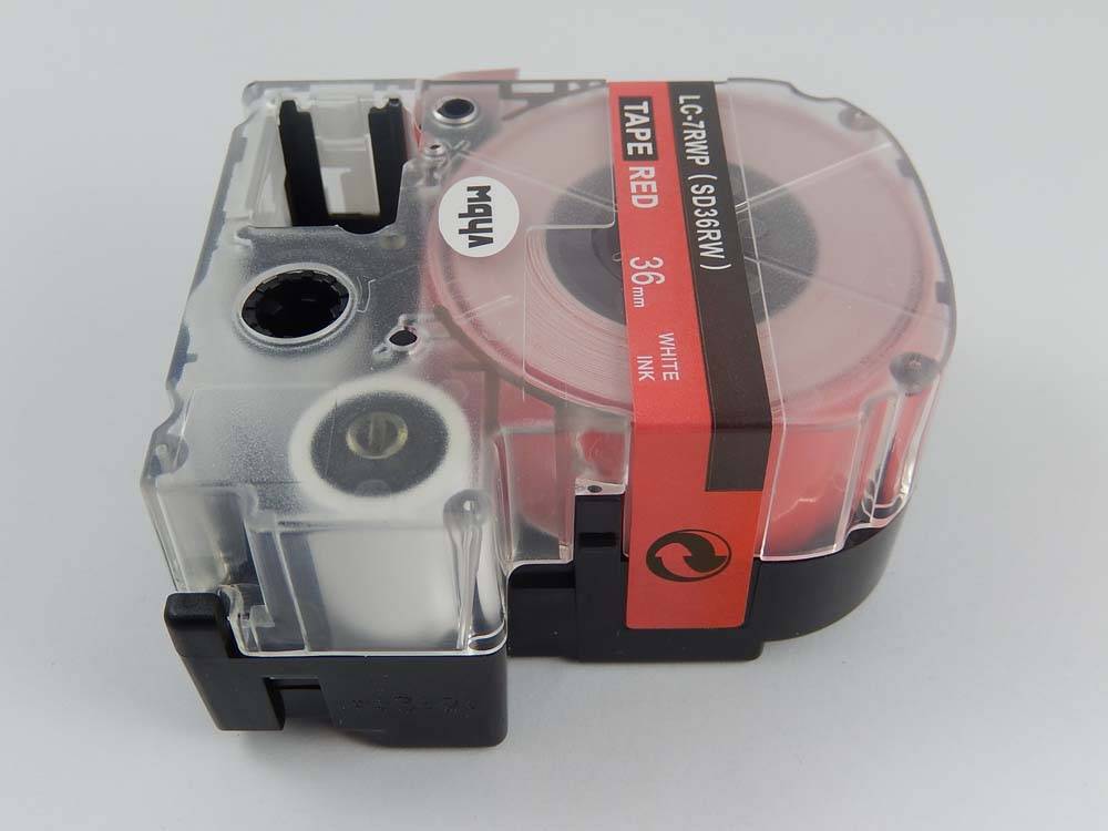 vhbw Schriftband-Kassette kompatibel mit Epson LabelWorks LW-1000P Etiketten-Drucker 8m x 36mm Weiß auf Rot