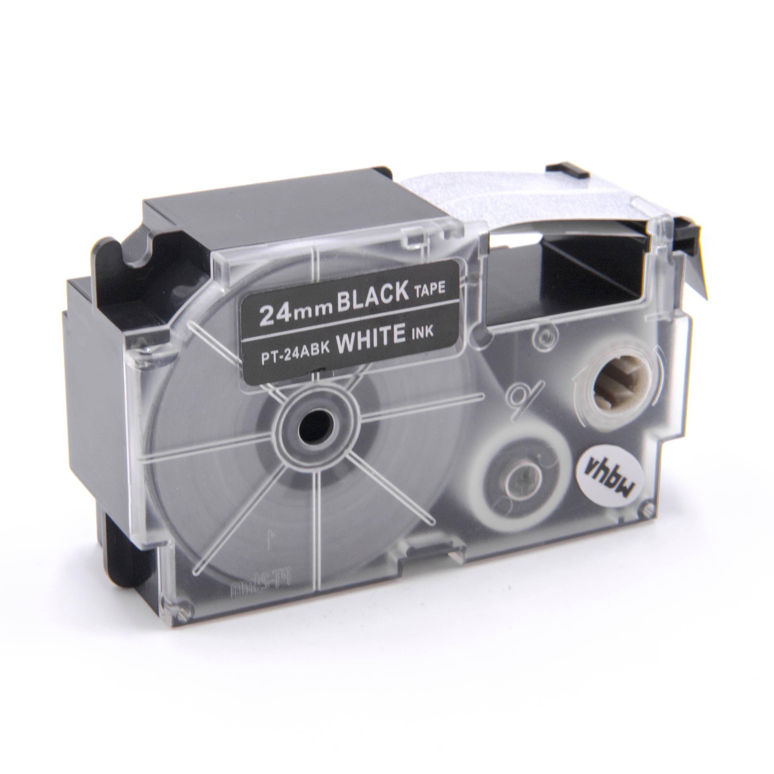 vhbw Schriftband-Kassette kompatibel mit Casio KL-C500 Etiketten-Drucker 8m x 24mm Weiß auf Schwarz