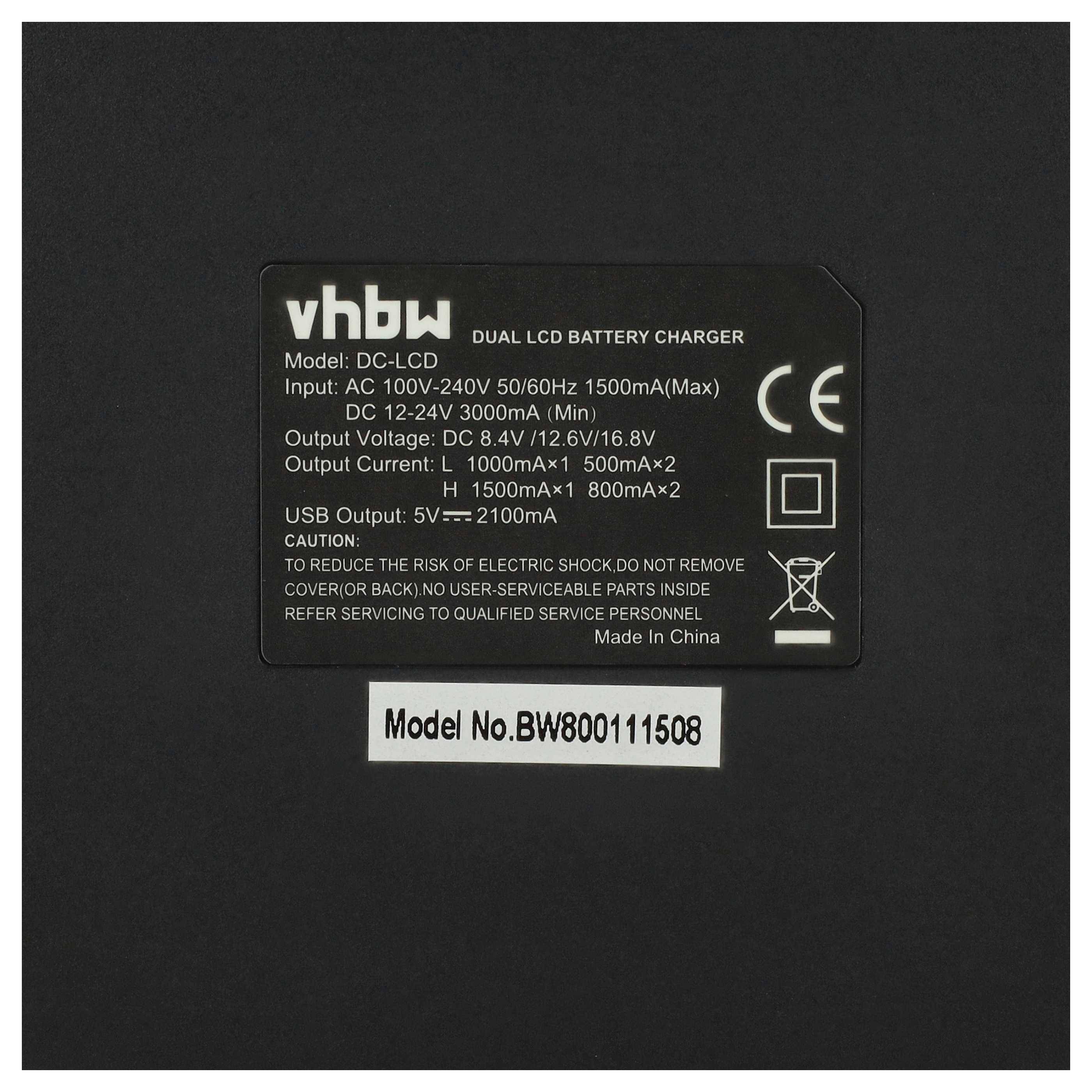 vhbw Dual Ladegerät kompatibel mit Sony DCR-SR50, DCR-SR40E, DCR-SR50E, DCR-SR40 Kamera Camcorder/Akku - Ladeschale mit Display, Ladeanzeige, 5 V