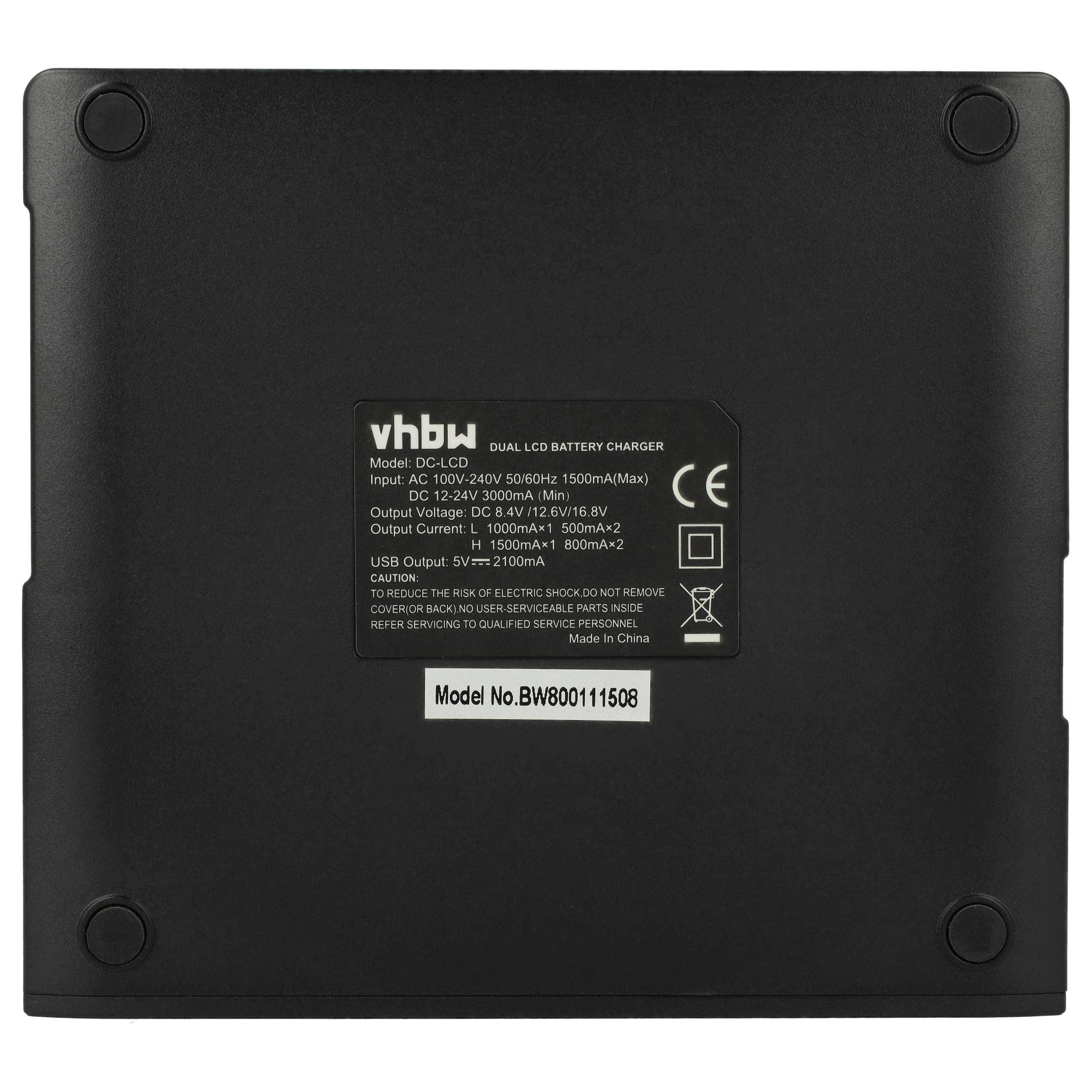 vhbw Dual Ladegerät kompatibel mit Sony HDR-XR200(VE), HDR-XR200, HDR-XR160E Kamera Camcorder/Akku - Ladeschale mit Display, Ladeanzeige, 5 V