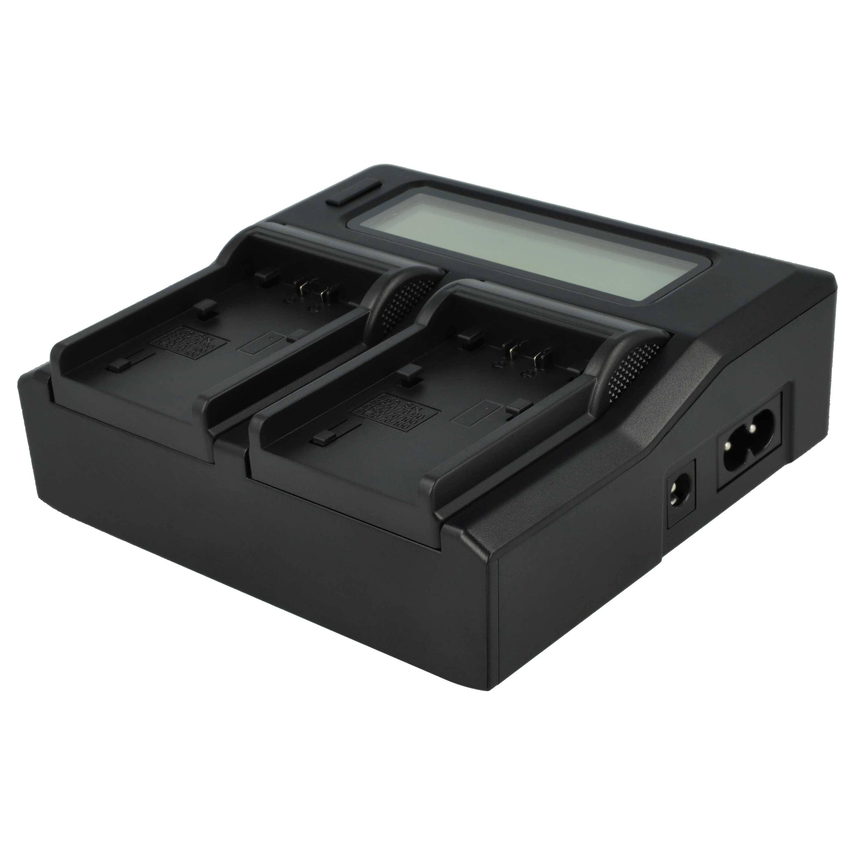 vhbw Dual Ladegerät kompatibel mit Sony DCR-SR72E, DCR-SR72, DCR-SR75, DCR-SR70E Kamera Camcorder/Akku - Ladeschale mit Display, Ladeanzeige, 5 V