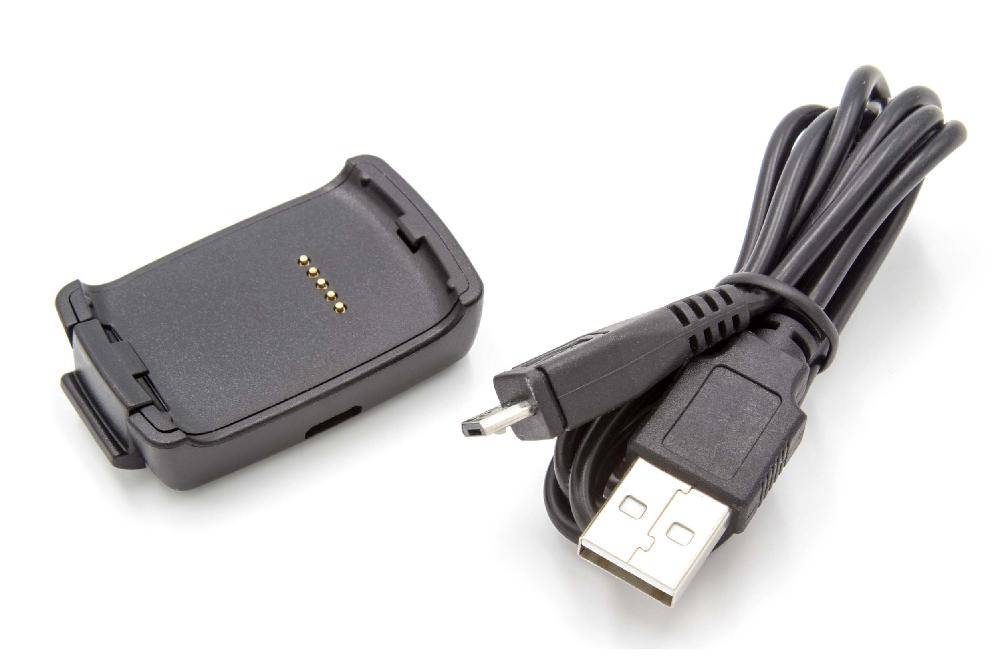 vhbw USB-Ladestation kompatibel mit Asus VivoWatch, Vivo Watch Smartwatch - Ladeschale mit Aufladekabel Schwarz