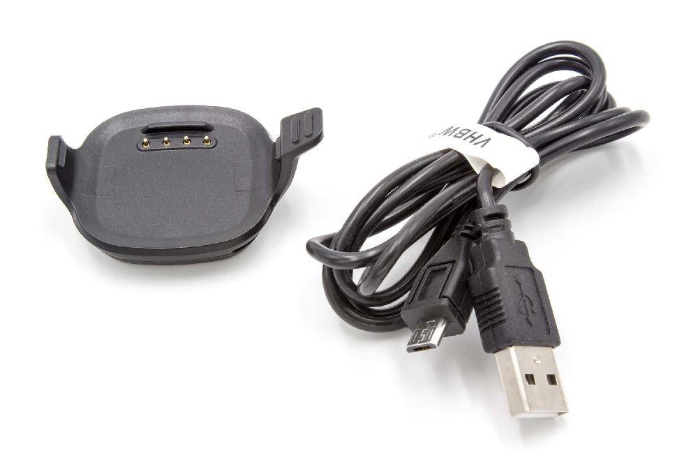 USB-Ladekabel mit einer Anschlussflache für ein tragbares Gerät, mit einem USB-A-Stecker an einem Ende und vier Ladestiften.