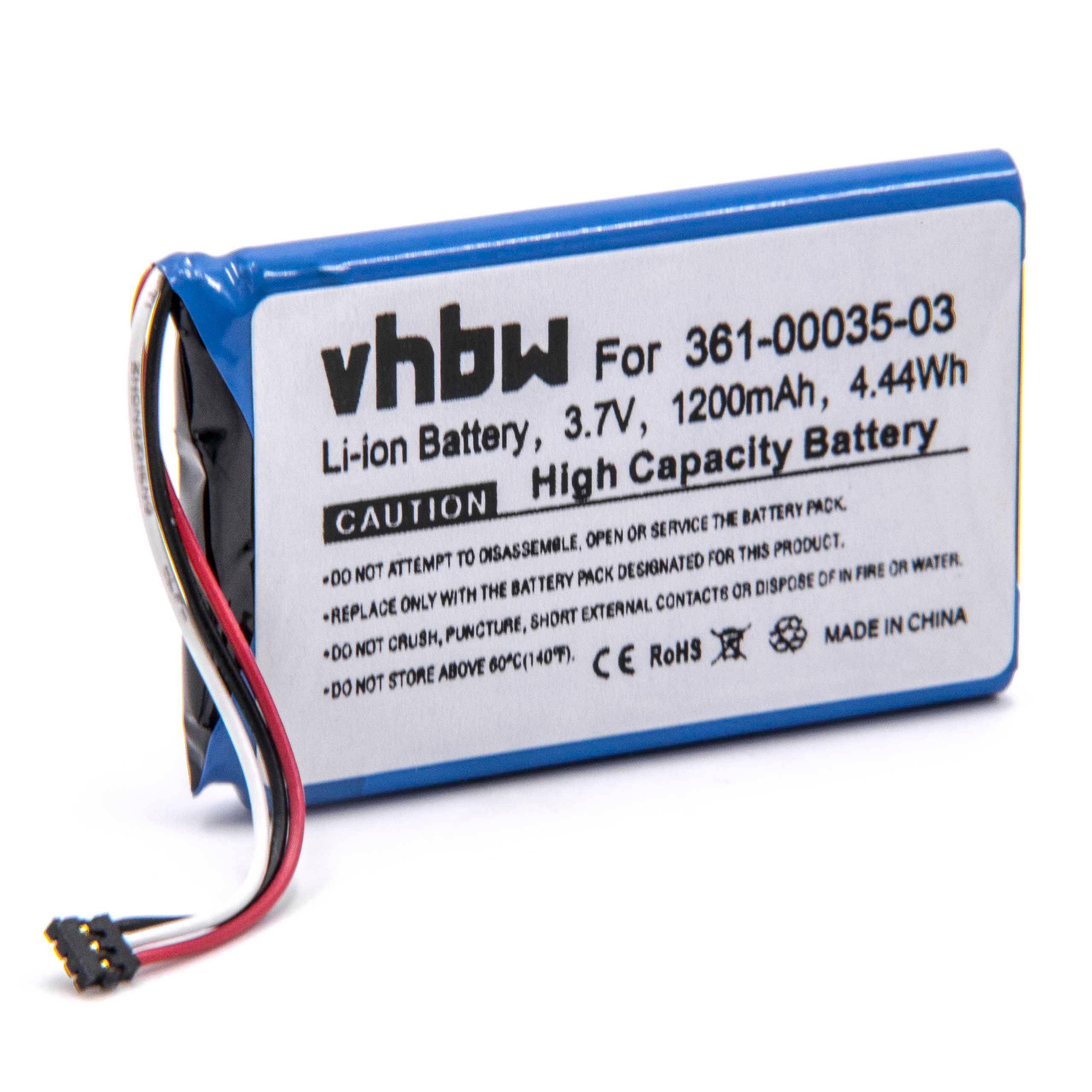 vhbw Akku kompatibel mit Garmin 2599LMT 5-inch, 2599LMT, 2599LMTHD, A3AVDG03 GPS Navigation Navi (1200 mAh, 3,7 V, Li-Polymer)