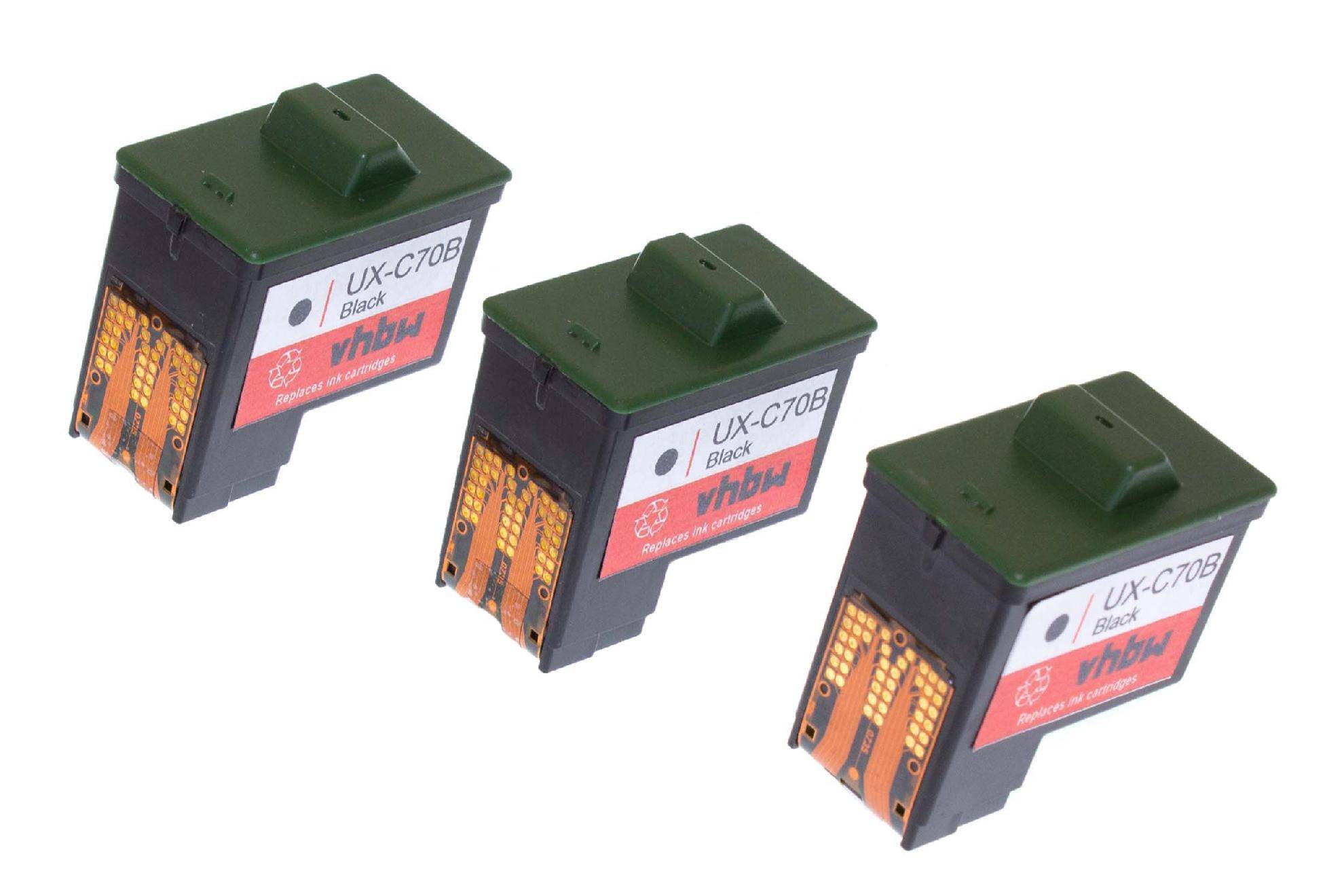 vhbw 3x Tintenpatronen kompatibel mit Sharp UX-BA50, UX-B35, UX-B35CN, UX-B700, UX-B700E, UX-B30RA, UX-B33 Drucker - Schwarz (Kompatibel)