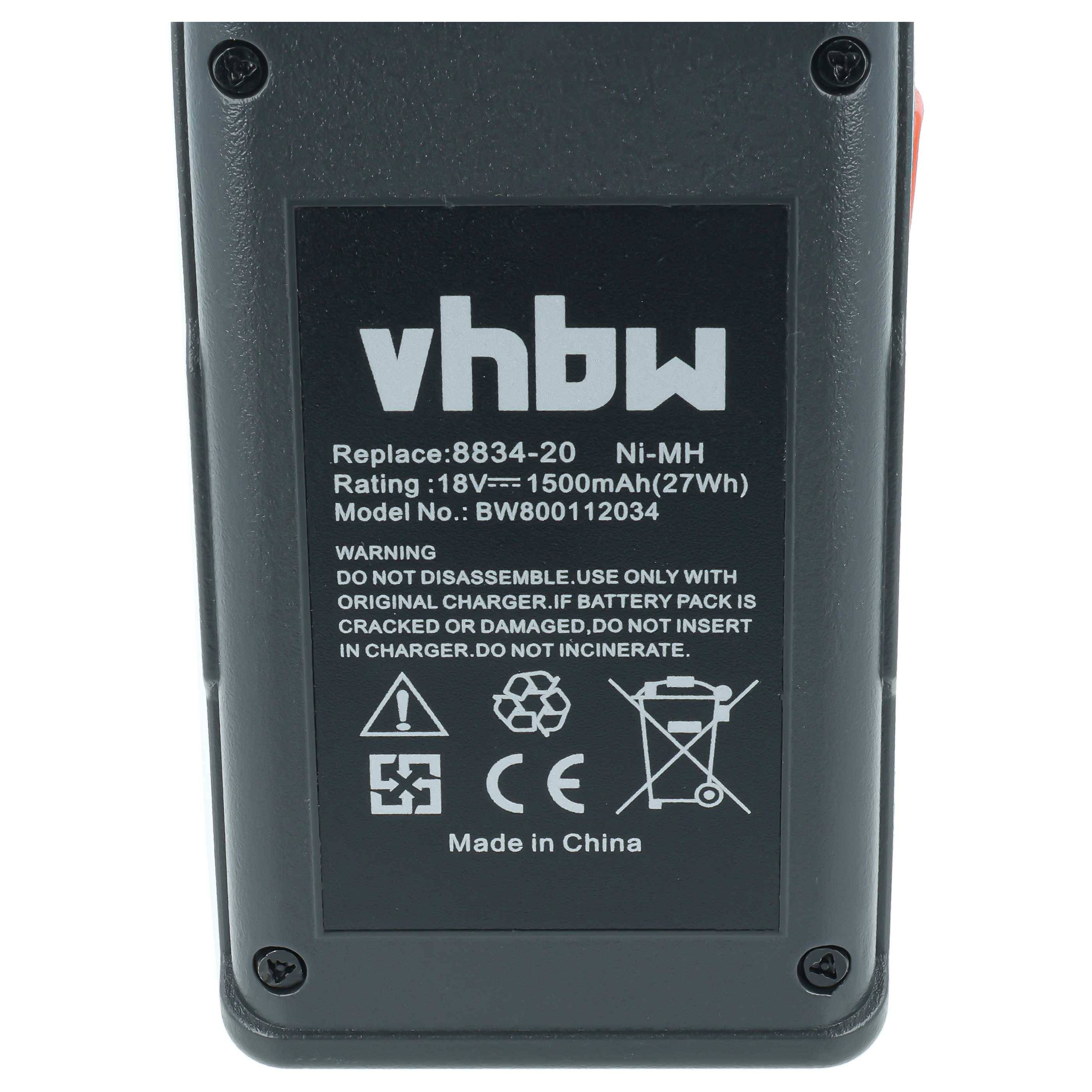 vhbw Akku kompatibel mit Gardena SmallCut 300/23, 300, 8844-20 Grasschere, Strauchschere (1,5Ah, 18V NiMH)