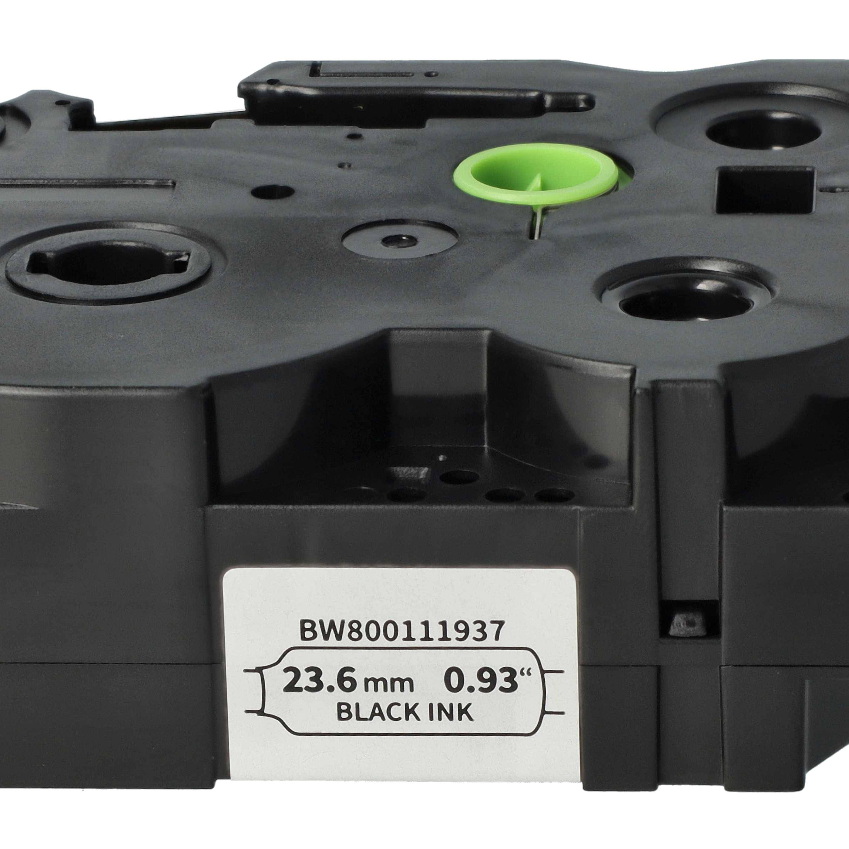 vhbw Schriftband-Kassette kompatibel mit Brother P-Touch PT-E300VP Etiketten-Drucker 1,5m x 23,6mm Schwarz auf Weiß, Schrumpfschlauch-Kassette