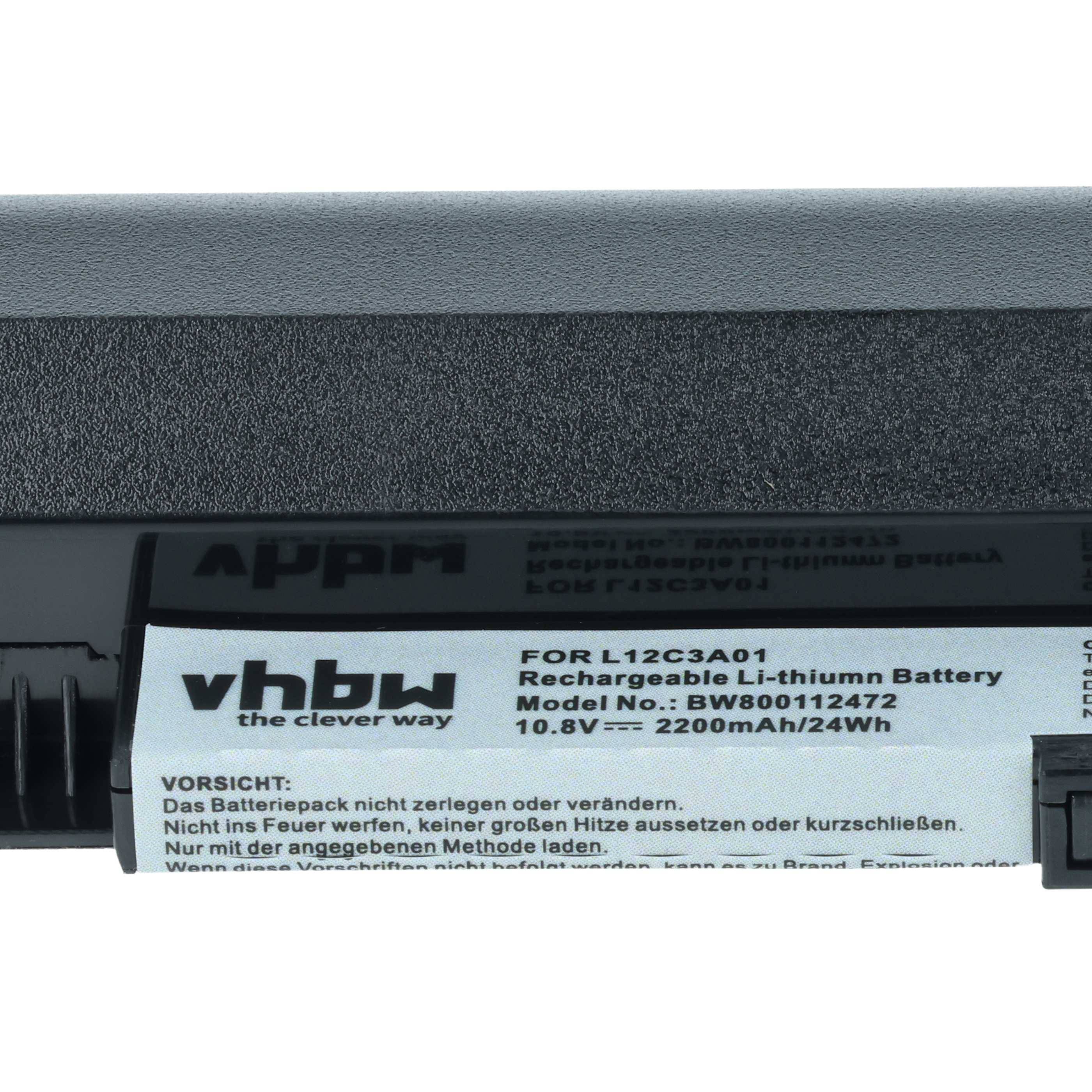 vhbw Akku Ersatz für Lenovo L12M3A01, L12S3F01, L12C3A01 für Notebook (2150 mAh, 10,8 V, Li-Ion)