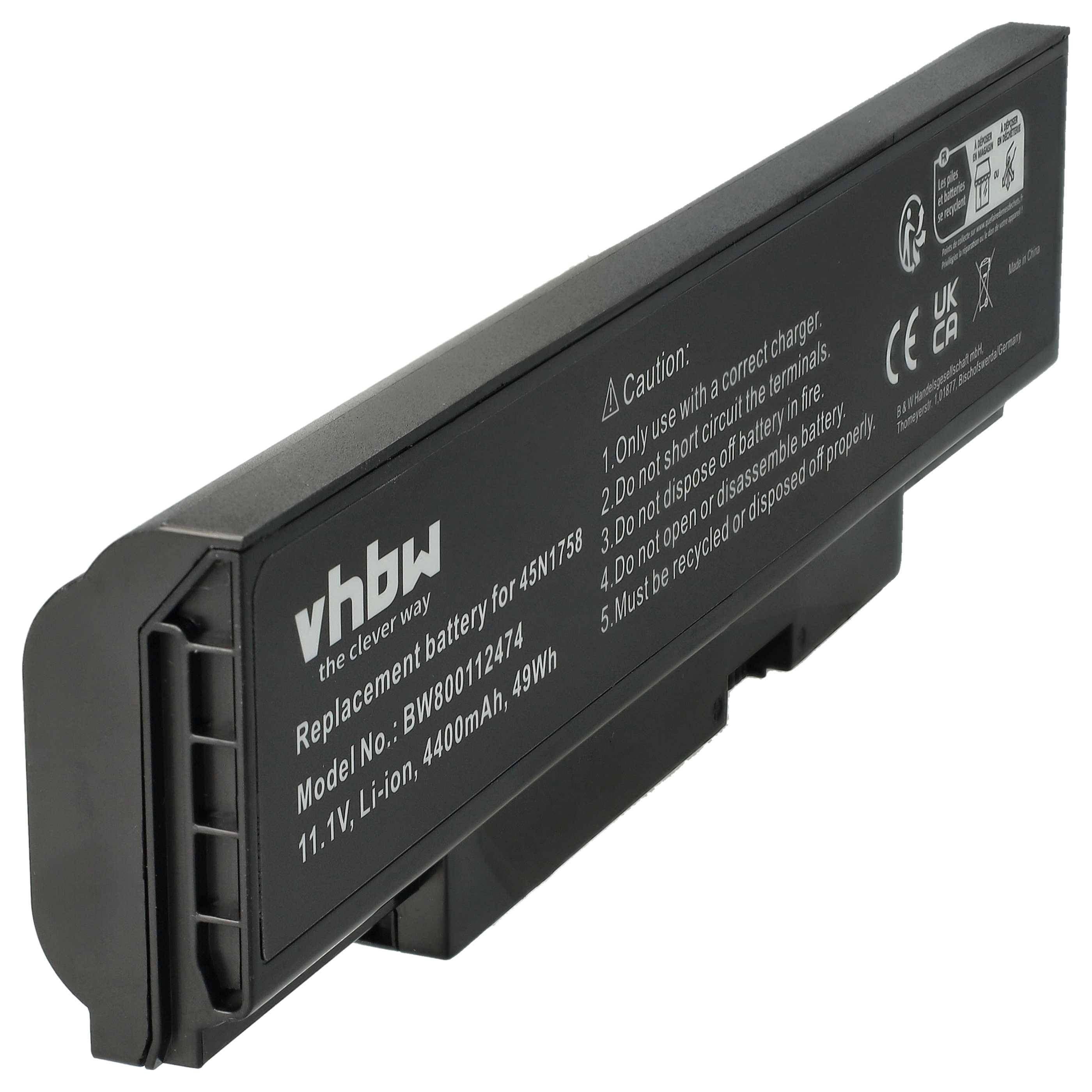 vhbw Akku kompatibel mit Lenovo ThinkPad Edge E555, E550, E550C Notebook (4400 mAh, 10,8 V, Li-Ion) - Ersatz für 45N1758, 45N1759, 45N1760, 45N1761