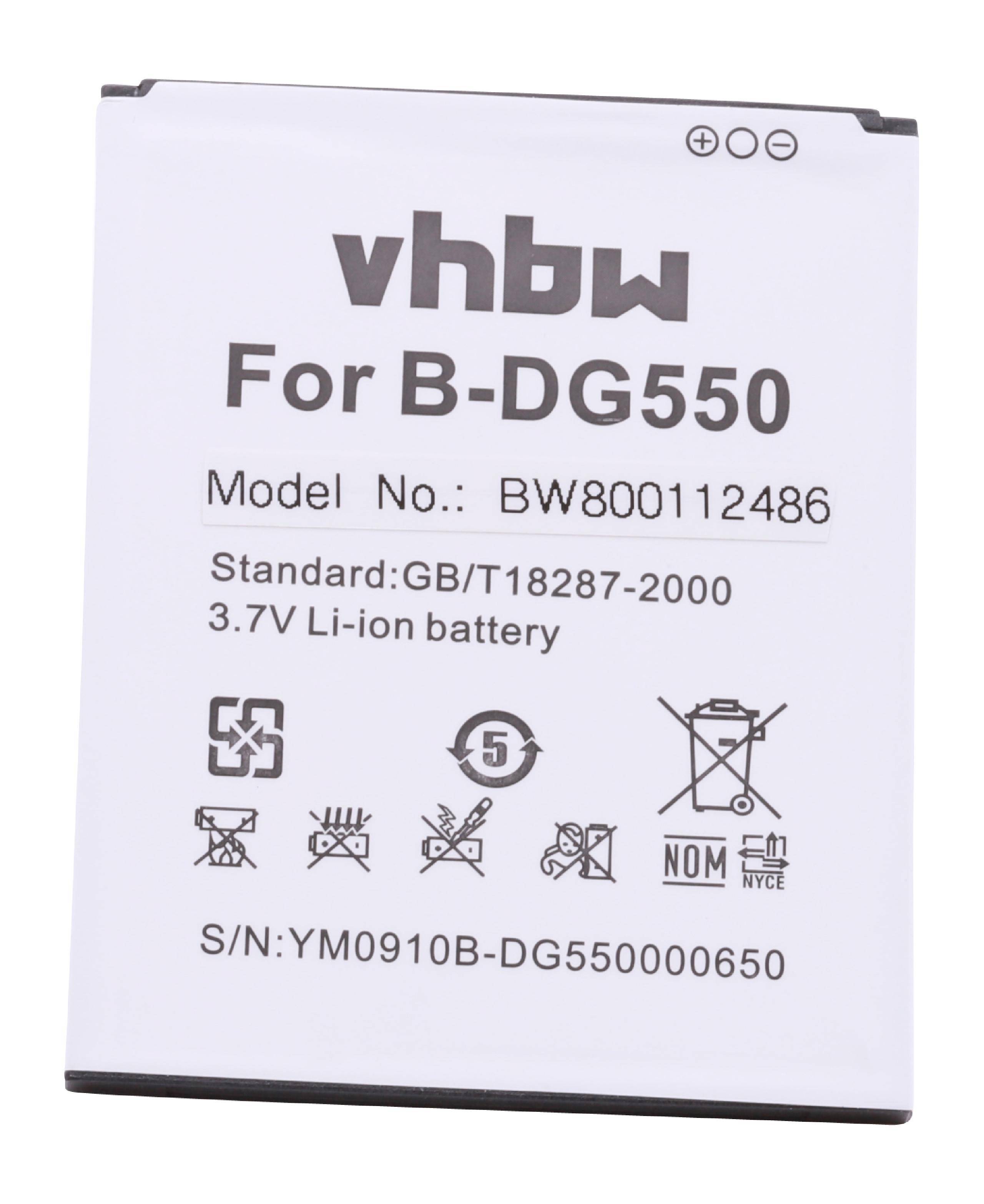 vhbw Li-Ion Akku 2600mAh (3.7V) für Handy Smartphone Telefon Doogee Dagger B-DG550, DG550 wie H0403DG5500155.
