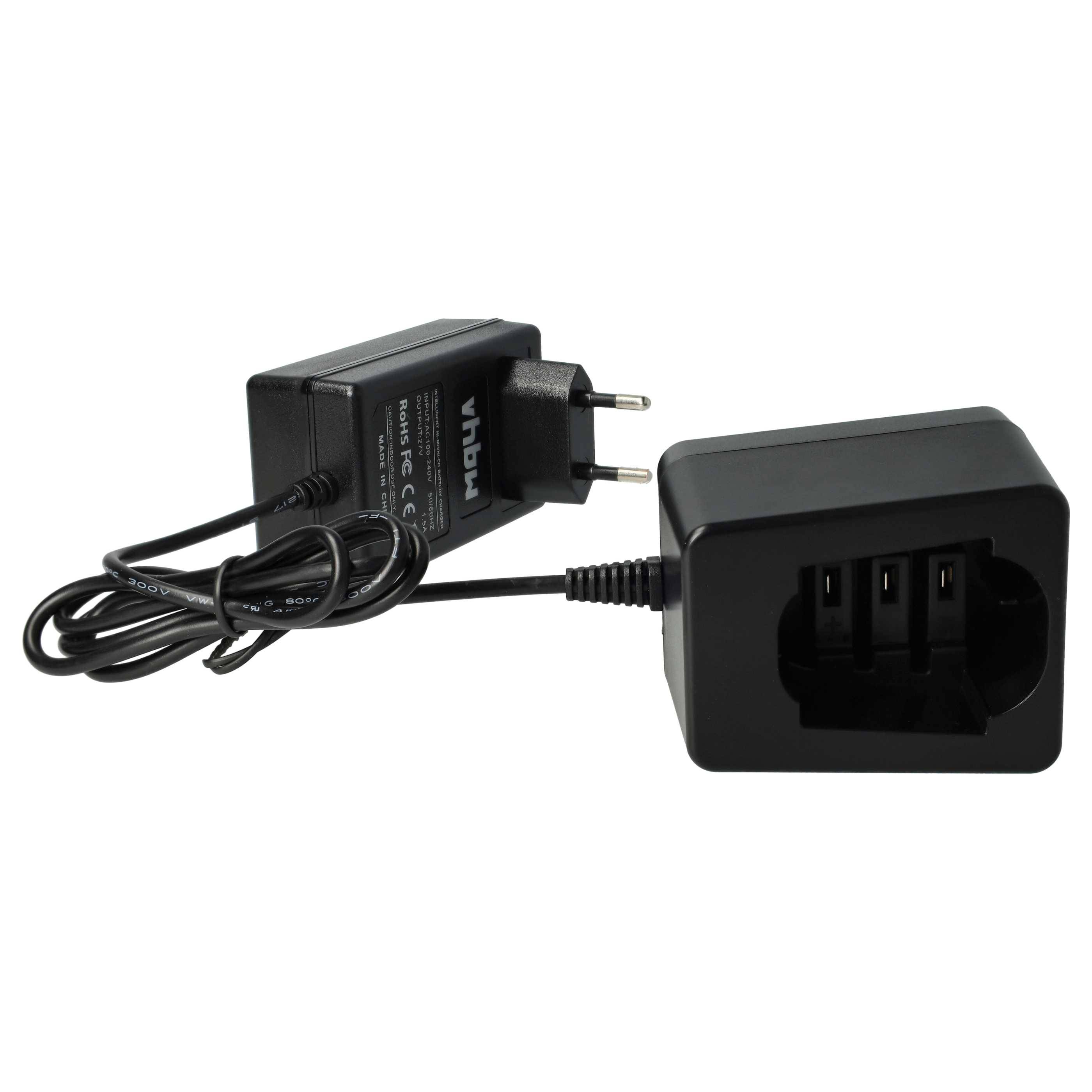 Ein schwarzer elektrischer Stromadapter mit europäischem Stecker und abnehmbarem Kabel, entwickelt zum Laden oder Betreiben elektronischer Geräte.
