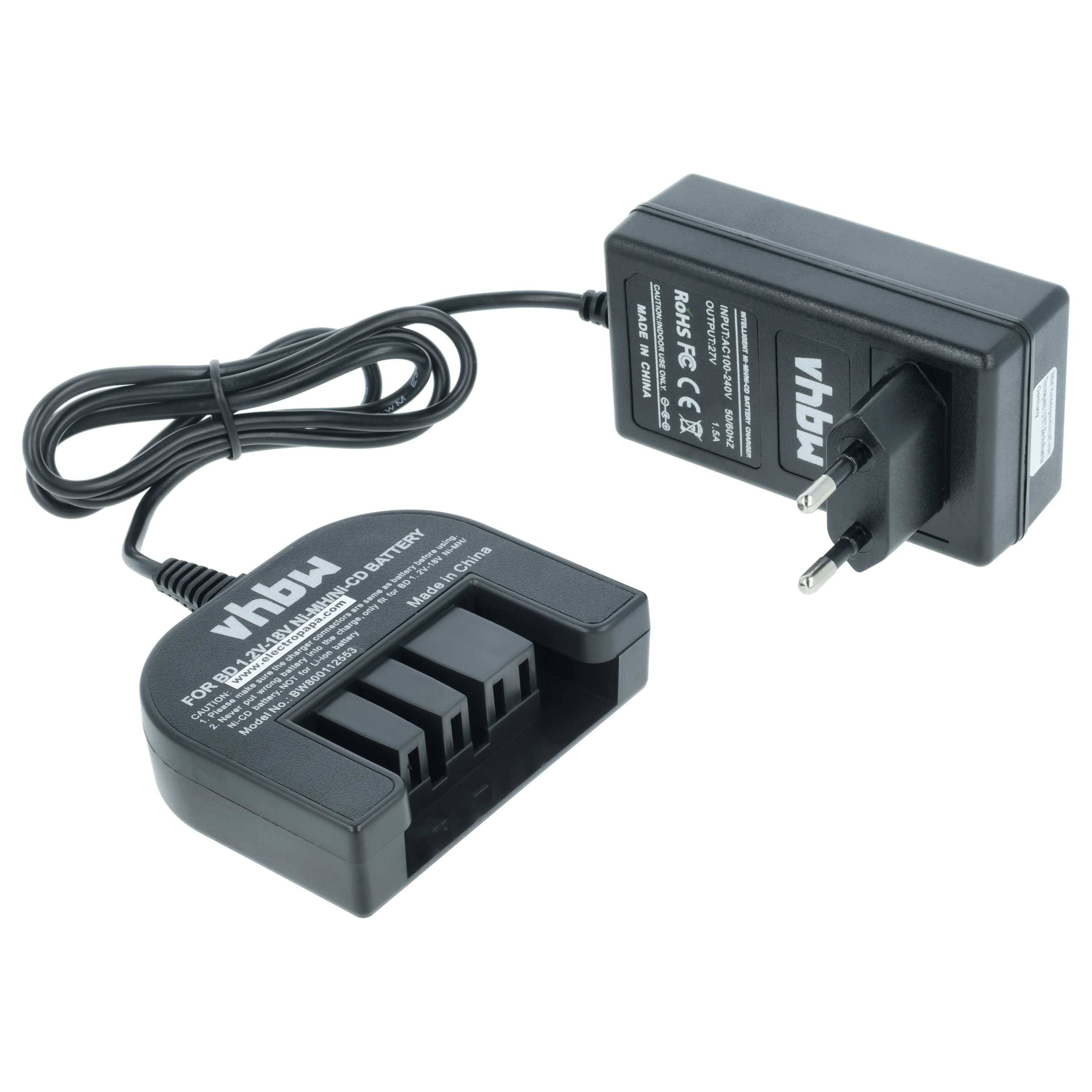 vhbw Ladegerät kompatibel mit Black & Decker Firestorm FS120B, A144EX, A14F, A1712 Werkzeug Ni-Cd, NiMH-Akkus, 1,2-18V, 1AV