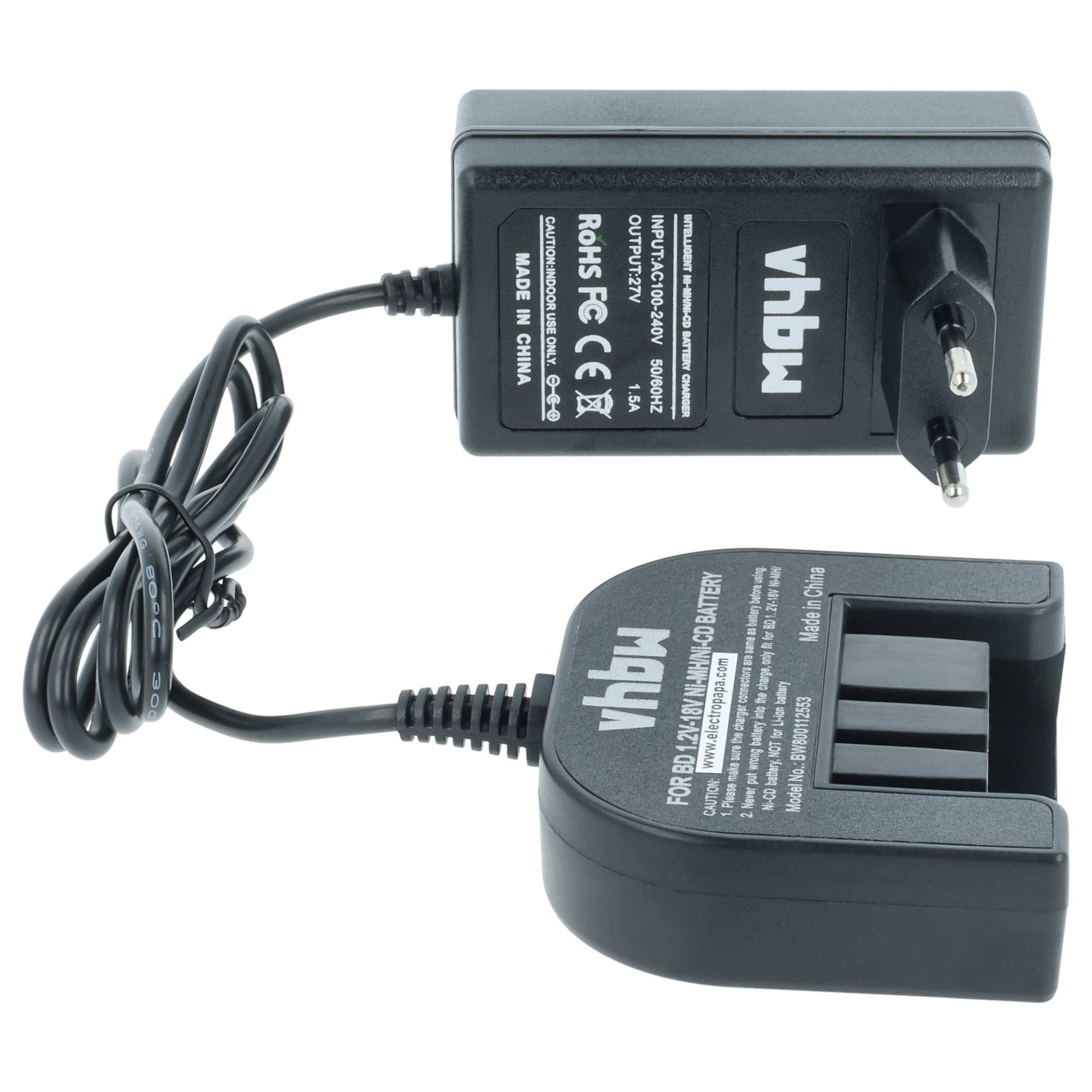 vhbw Ladegerät kompatibel mit Black & Decker Firestorm FS1202D, FS1200D, FS1200D-2, FS1202BN Werkzeug Ni-Cd, NiMH-Akkus, 1,2-18V, 1AV