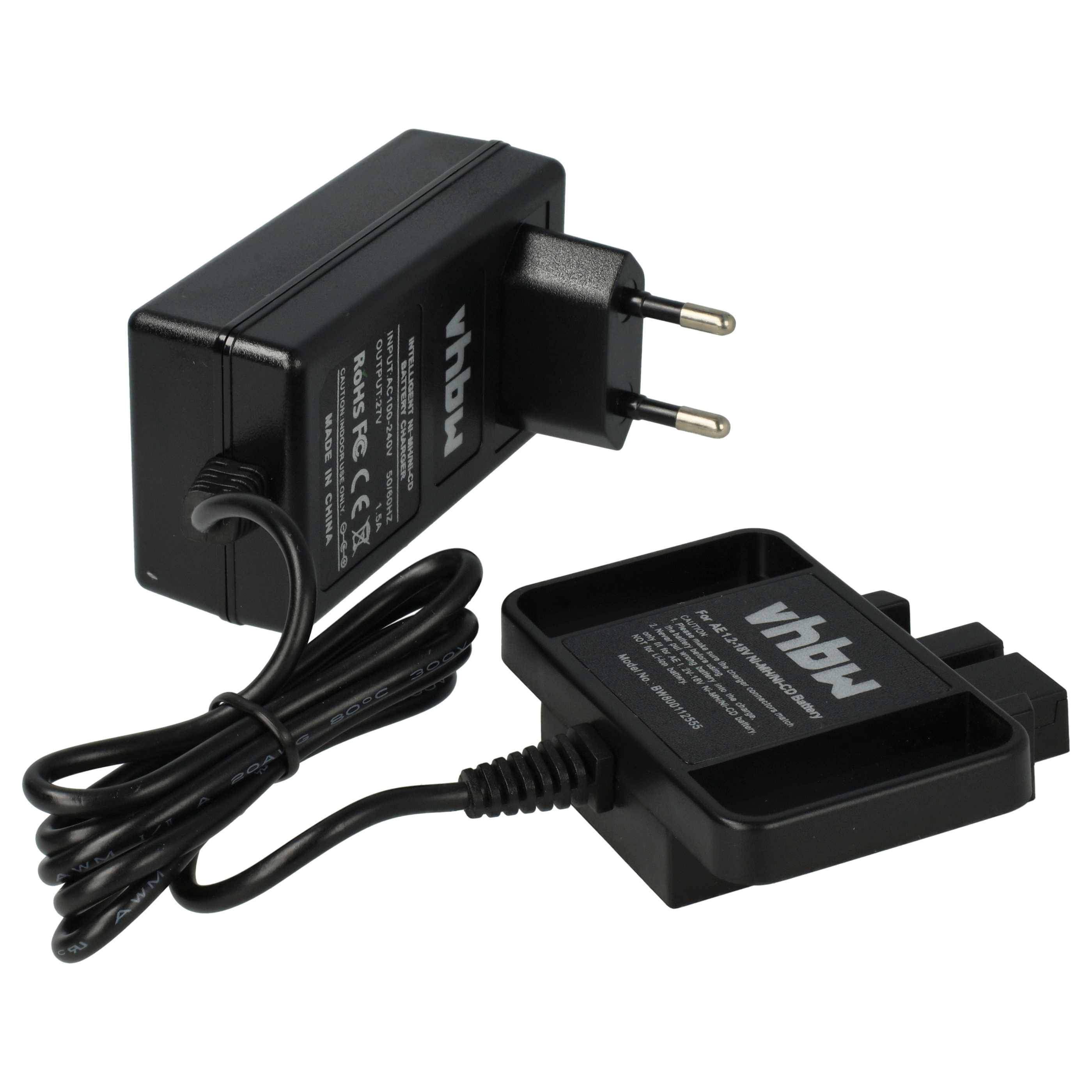 vhbw Ladegerät kompatibel mit Milwaukee LokTor S 12 TX, LokTor S 12 TXC, LokTor S 14.4 TX, LokTor S 14.4 TXC Werkzeug Ni-Cd, NiMH-Akkus