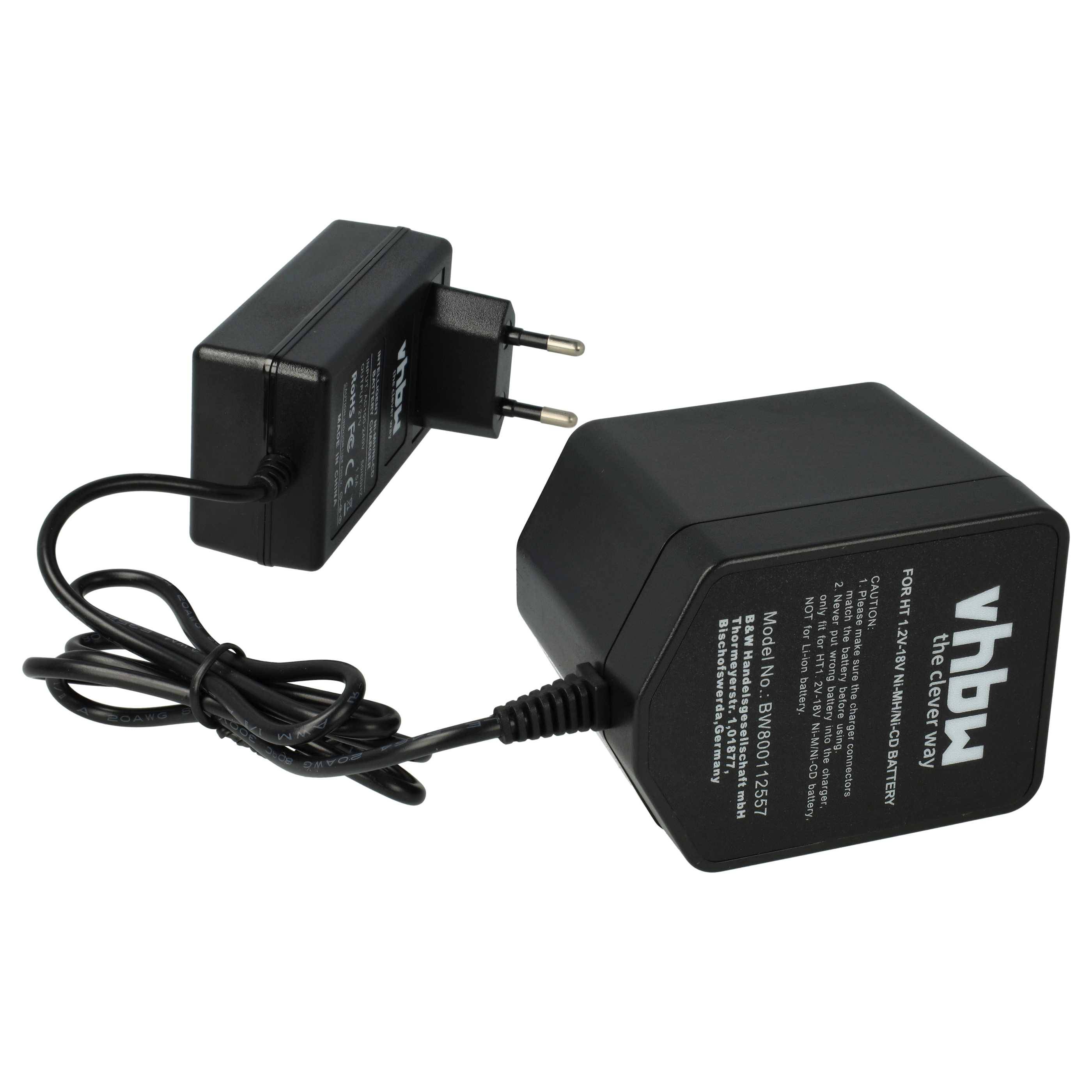 vhbw Ladegerät kompatibel mit Hitachi WH 14DAF2, WH 14DH, WH 14DL, WH 14DM, WH 14DMB, WH 14DMK, WH 14DML, WH 14DMR Werkzeug Akkus (1,2V - 18V)
