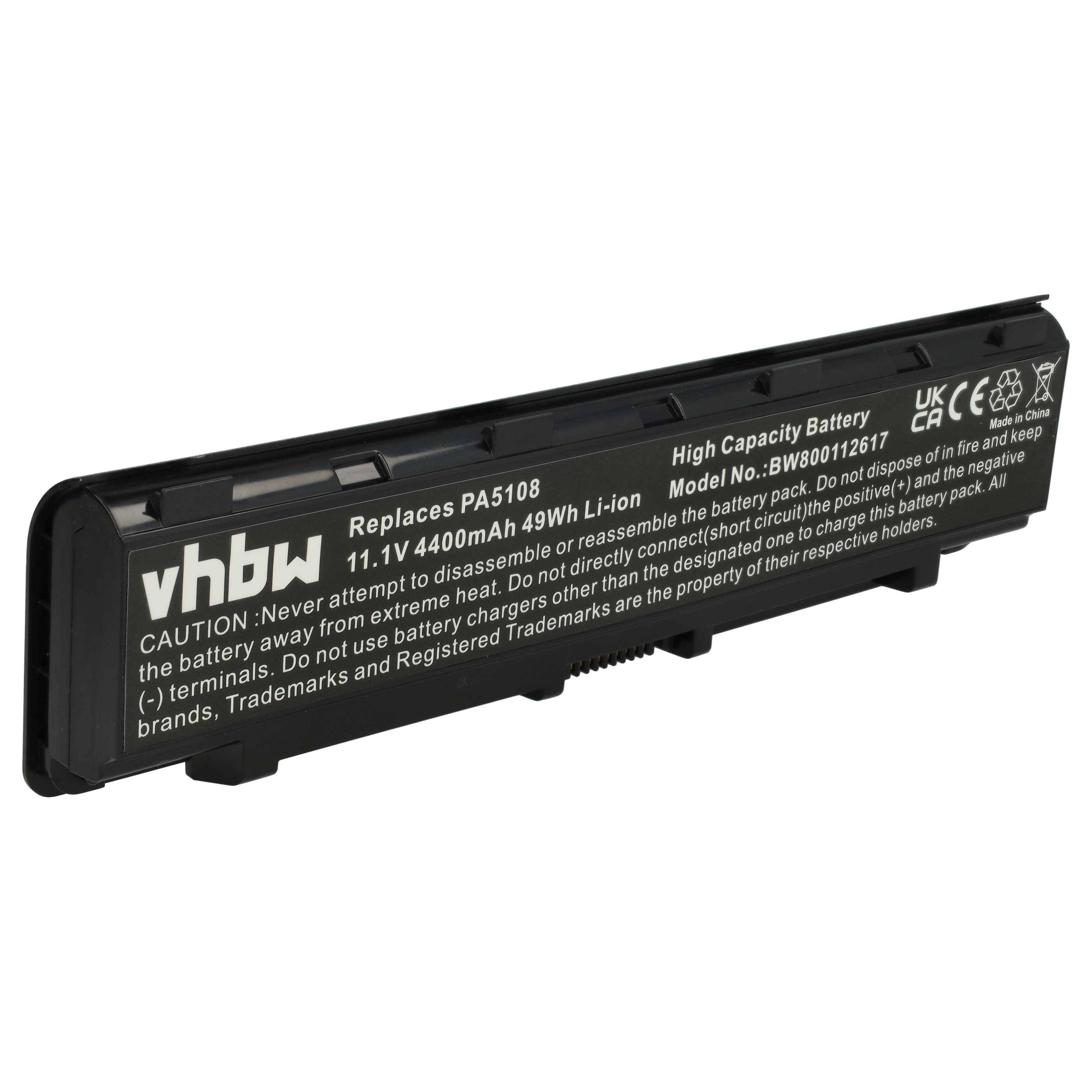 vhbw 1x Akku kompatibel mit Toshiba Satellite C40-AS20W1, C40-AD05B1, C40-AT01W1, C40-AS22W1 Notebook (4400 mAh, 10,8 V, Li-Ion)