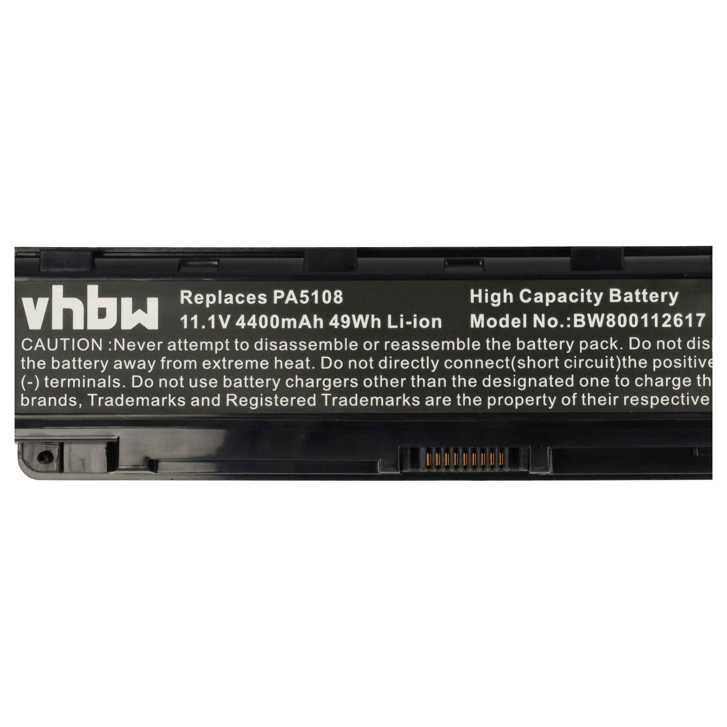 vhbw 1x Akku kompatibel mit Toshiba Satellite C40-AS20W1, C40-AD05B1, C40-AT01W1, C40-AS22W1 Notebook (4400 mAh, 10,8 V, Li-Ion)