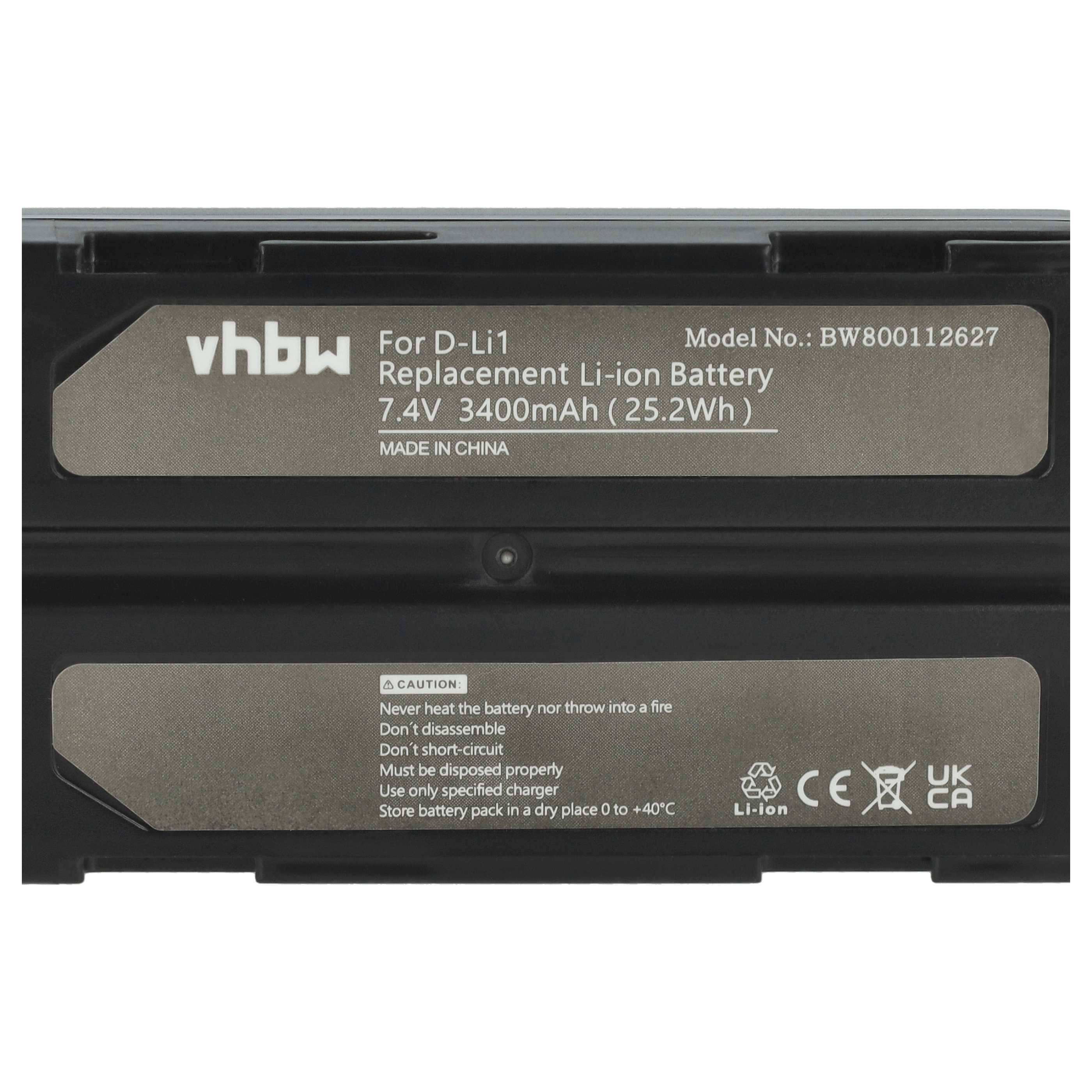 vhbw Akku Ersatz für Trimble 46607, 52030, 29518, 38403, MA1805A, 92600, 92670 für Kamera (3400 mAh, 7,4 V, Li-Ion)