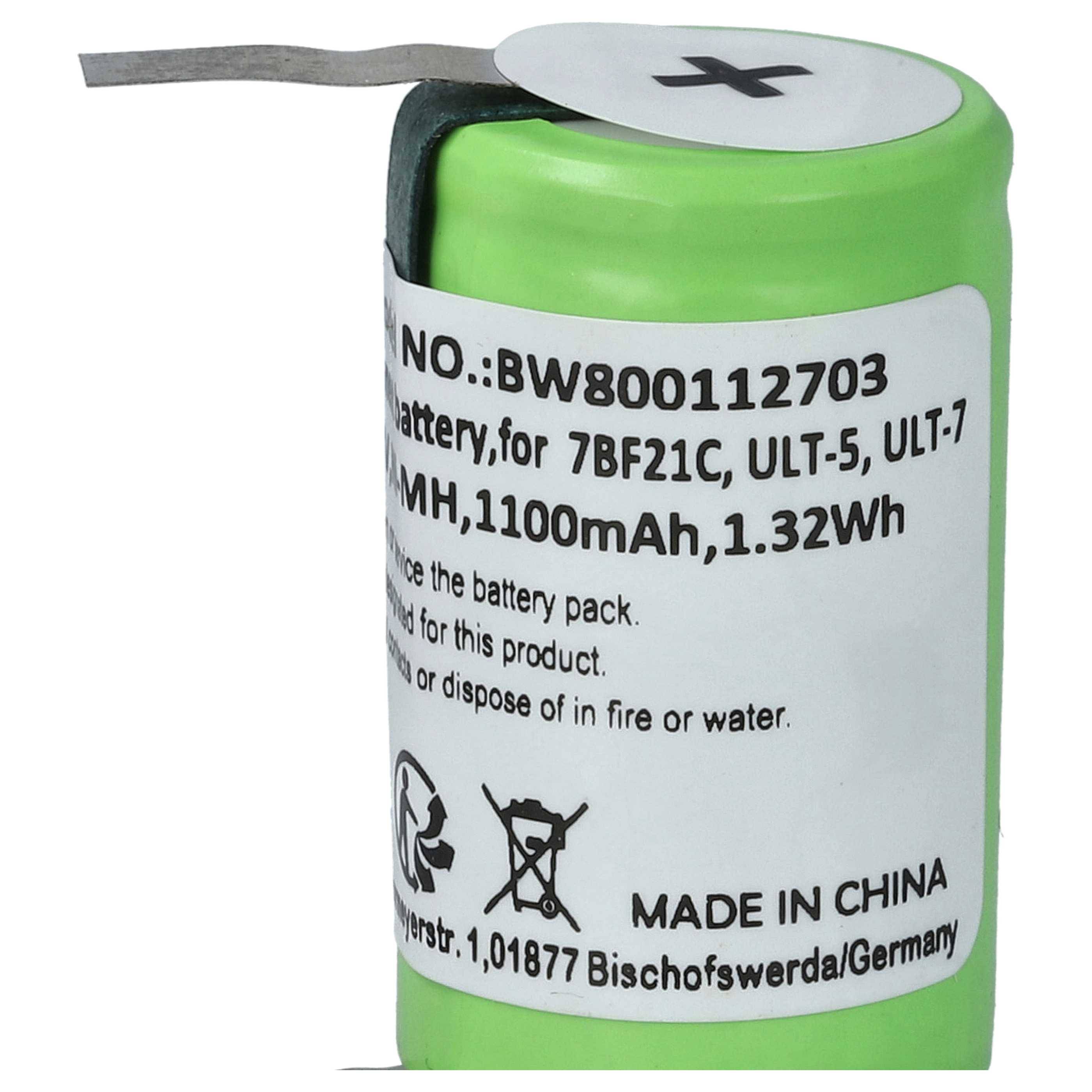 vhbw Akku kompatibel mit Braun 5563, 5556, 3550, 3510, 2501, 3525, 2500, 3512, 2515, 2505, 3000 Rasierer (1100 mAh, 1,2 V, NiMH)