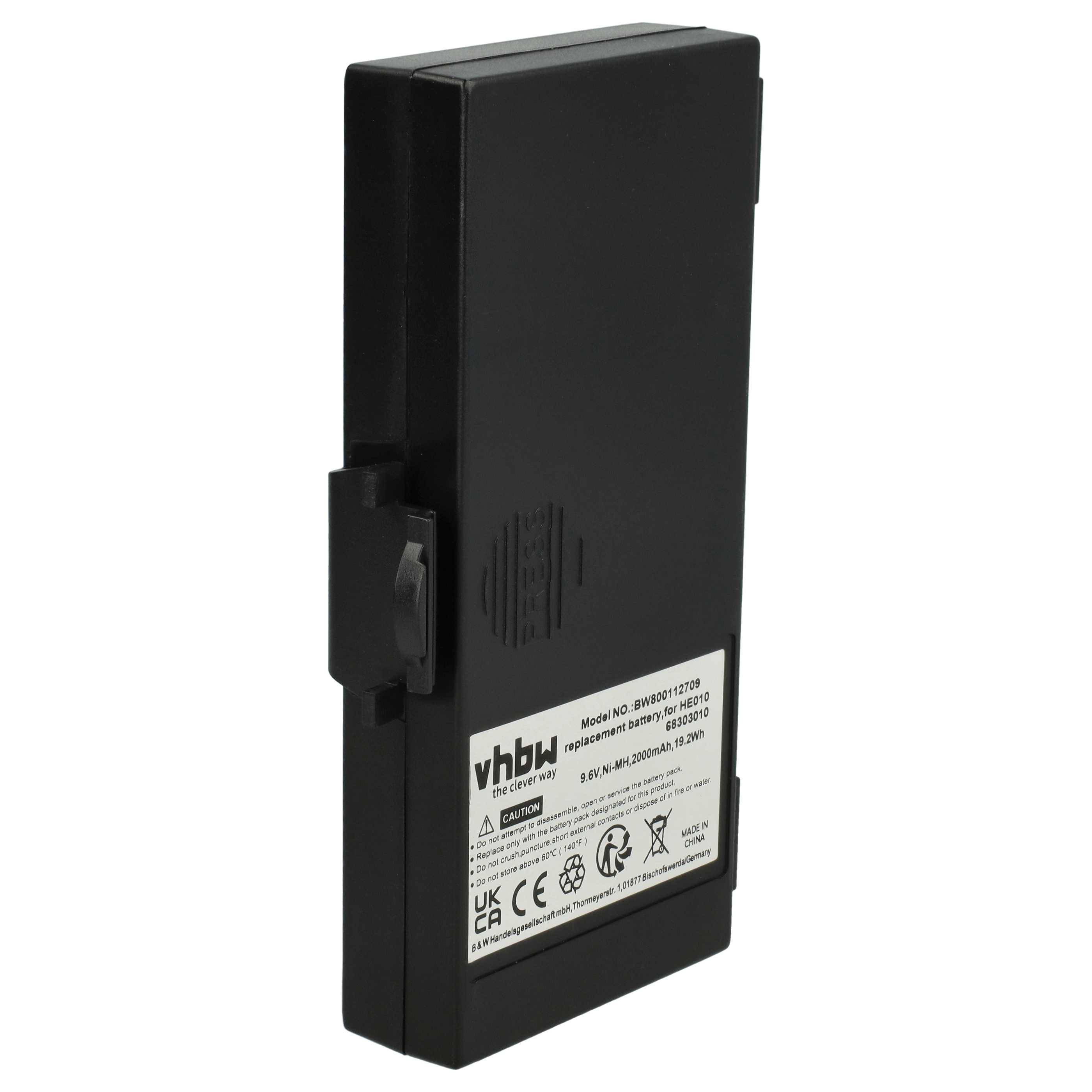 vhbw Akku kompatibel mit Hetronic FBH1200, GA, TG, GL, GR-W, 68303010, 6830303001, 70745, 68303000 Funkgerät, Walkie Talkie (2000 mAh, 9,6 V, NiMH)