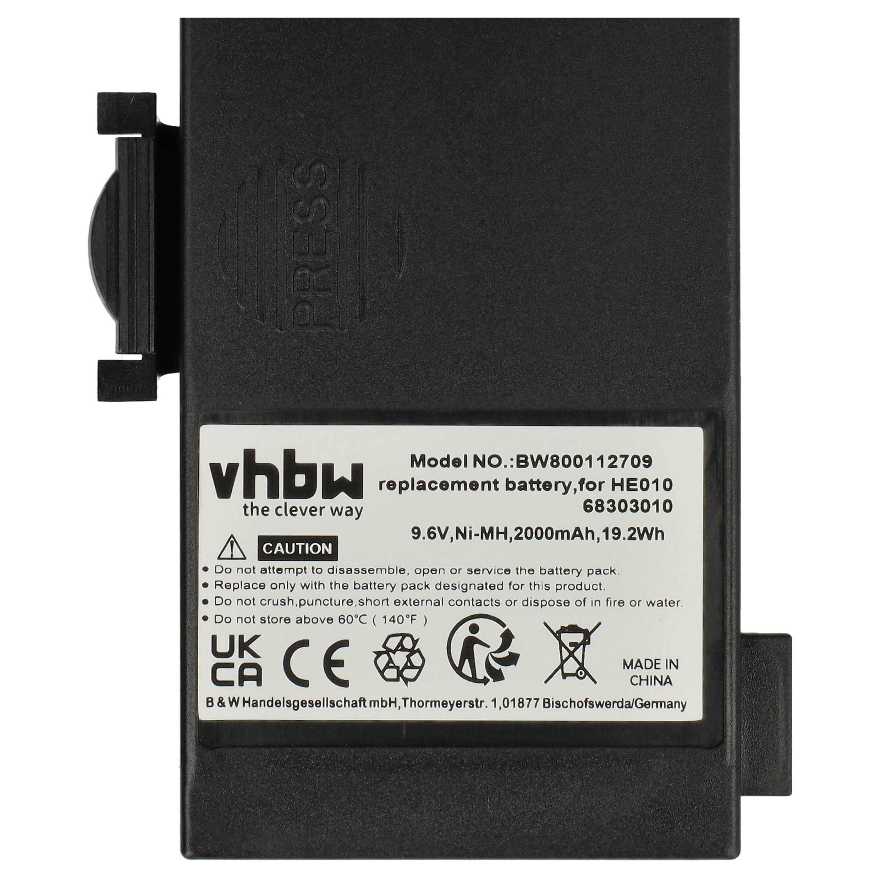 vhbw Akku kompatibel mit Hetronic FBH1200, GA, TG, GL, GR-W, 68303010, 6830303001, 70745, 68303000 Funkgerät, Walkie Talkie (2000 mAh, 9,6 V, NiMH)