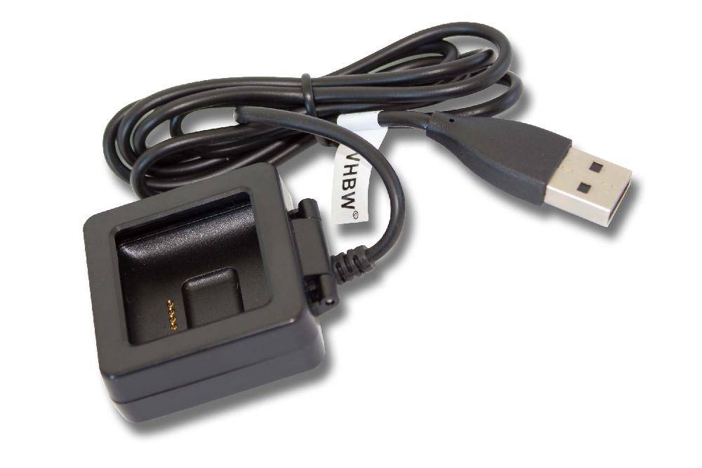 vhbw USB-Ladestation kompatibel mit Fitbit Blaze Smartwatch - Ladeschale + Aufladekabel, 100 cm, Schwarz