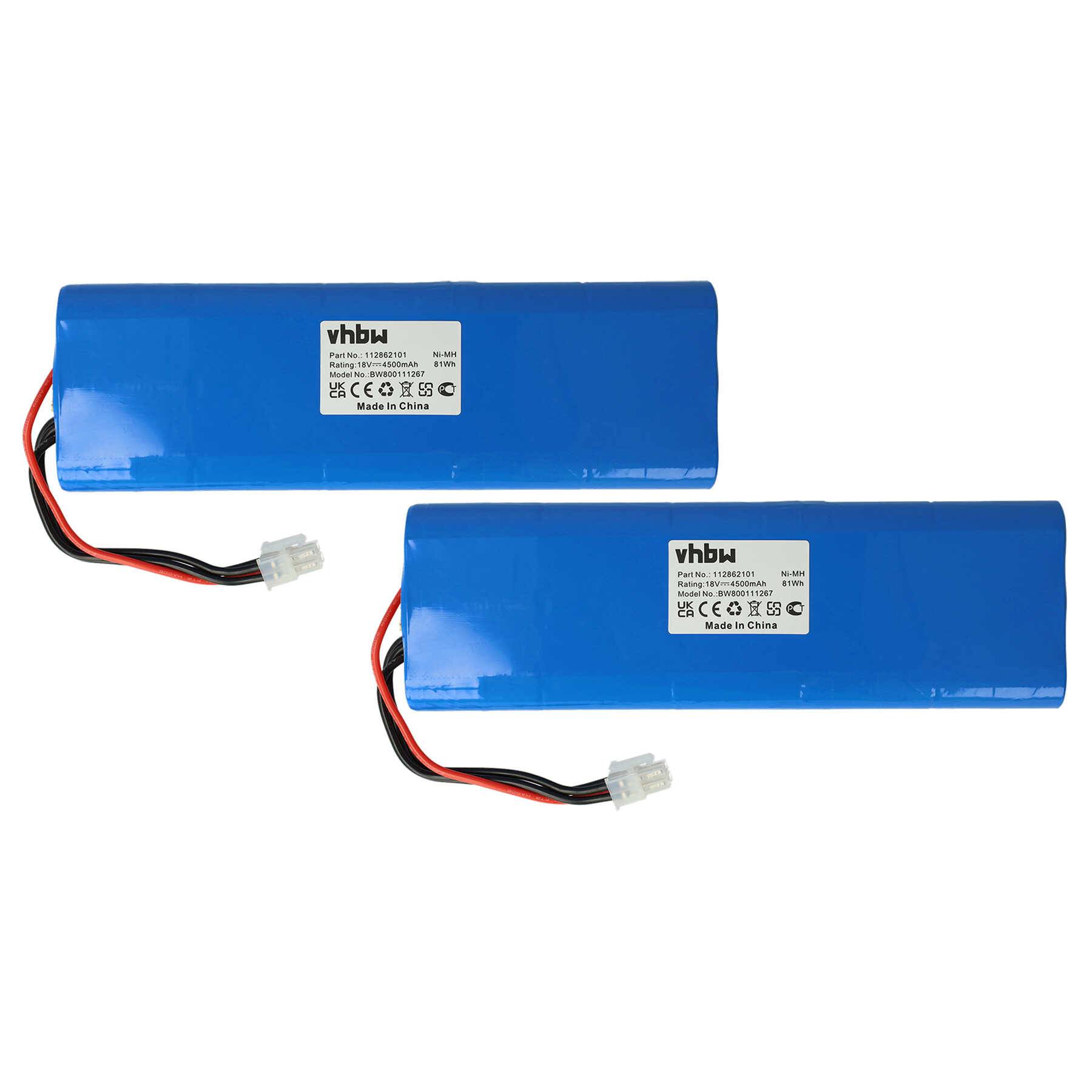 vhbw 2x Akku kompatibel mit Husqvarna Automower 220AC, G2 2004-2006, 230ACX, Solar Hybrid, 210C, 260ACX, SH, 210AC Rasenmäher (4500mAh, 18V, NiMH)