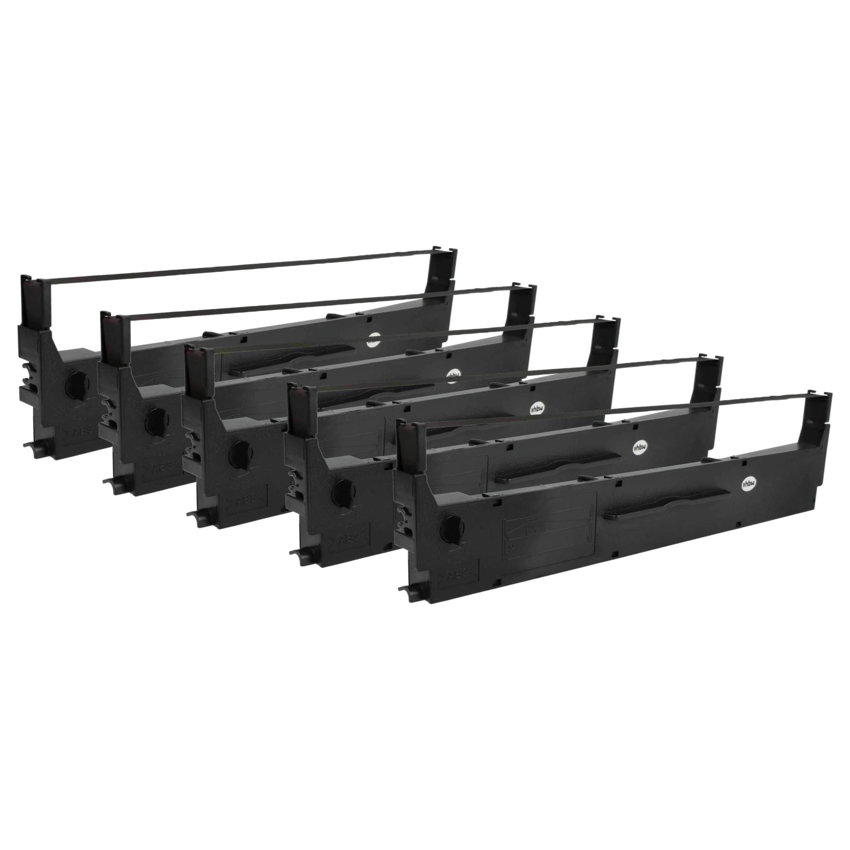 vhbw 5x Farbband Schriftband kompatibel mit Epson FX 880-FDW | LX 300, LX 350, LX 300+, LX 300+II Nadeldrucker, Bondrucker - Schwarz