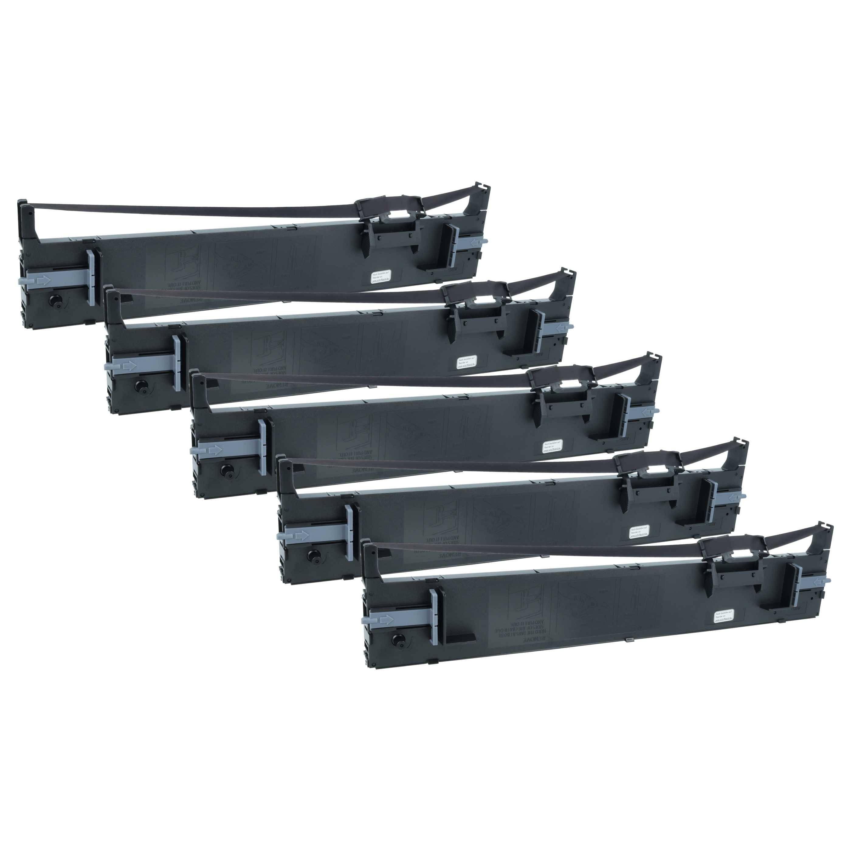 vhbw 5x Farbband Schriftband kompatibel mit Epson LQ-680K | LQ-680, LQ-690, LQ680K-II, LQ680, LQ690 Nadeldrucker, Bondrucker - Schwarz