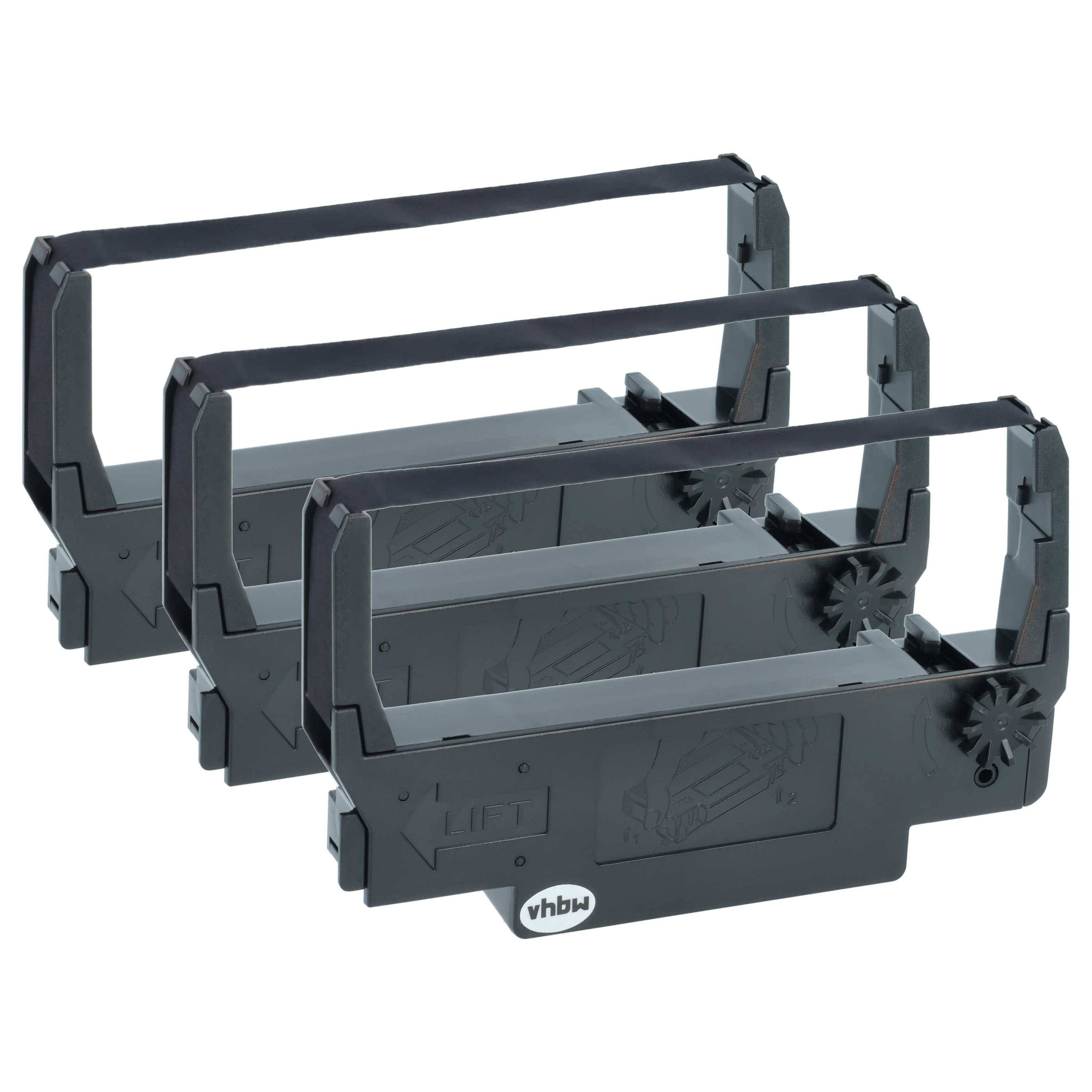 vhbw 3x Farbband Schriftband kompatibel mit Wincor-Nixdorf Beetle 70 Nadeldrucker, Bondrucker - Schwarz