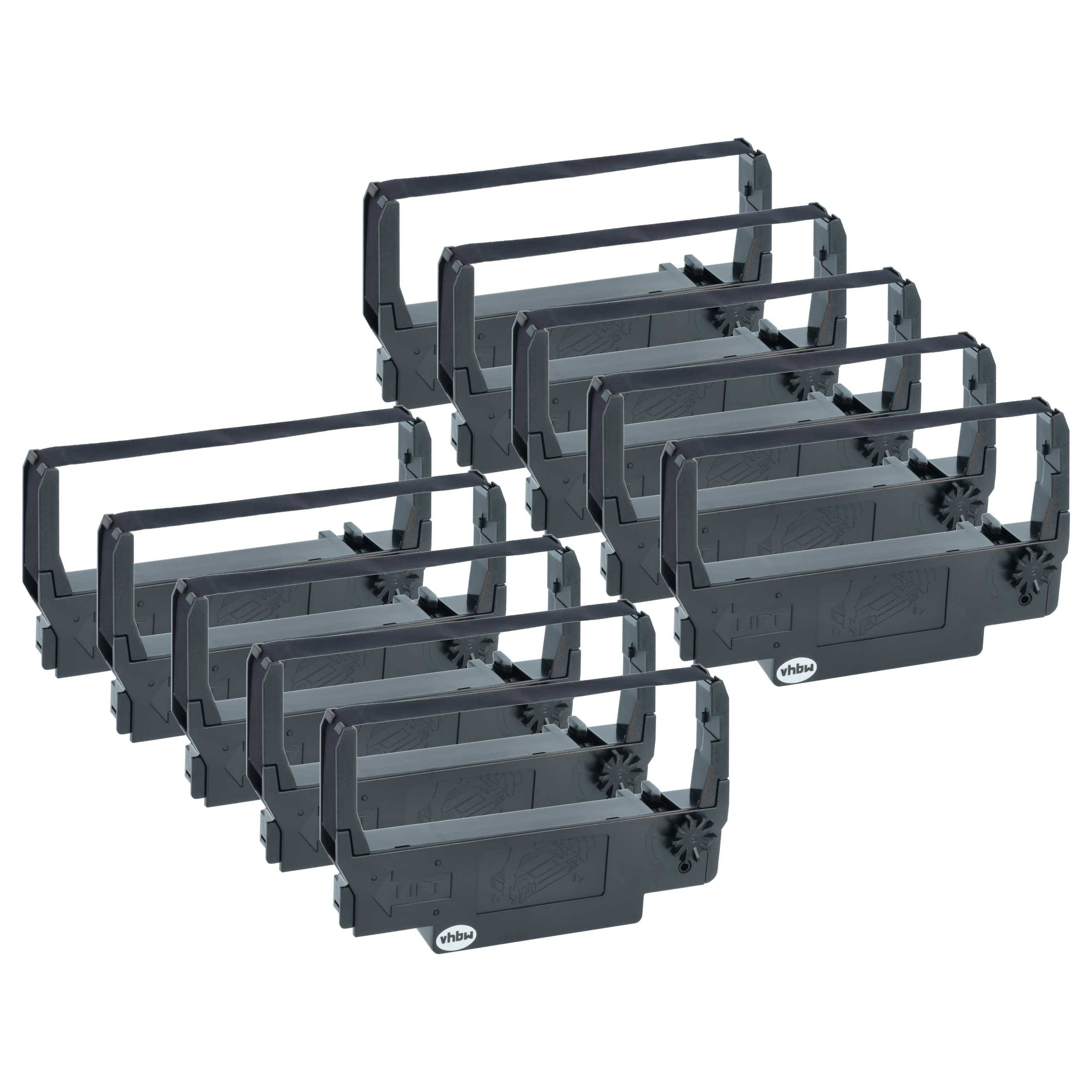 vhbw 10x Farbband Schriftband kompatibel mit Epson TM-U375 Nadeldrucker, Bondrucker - Schwarz