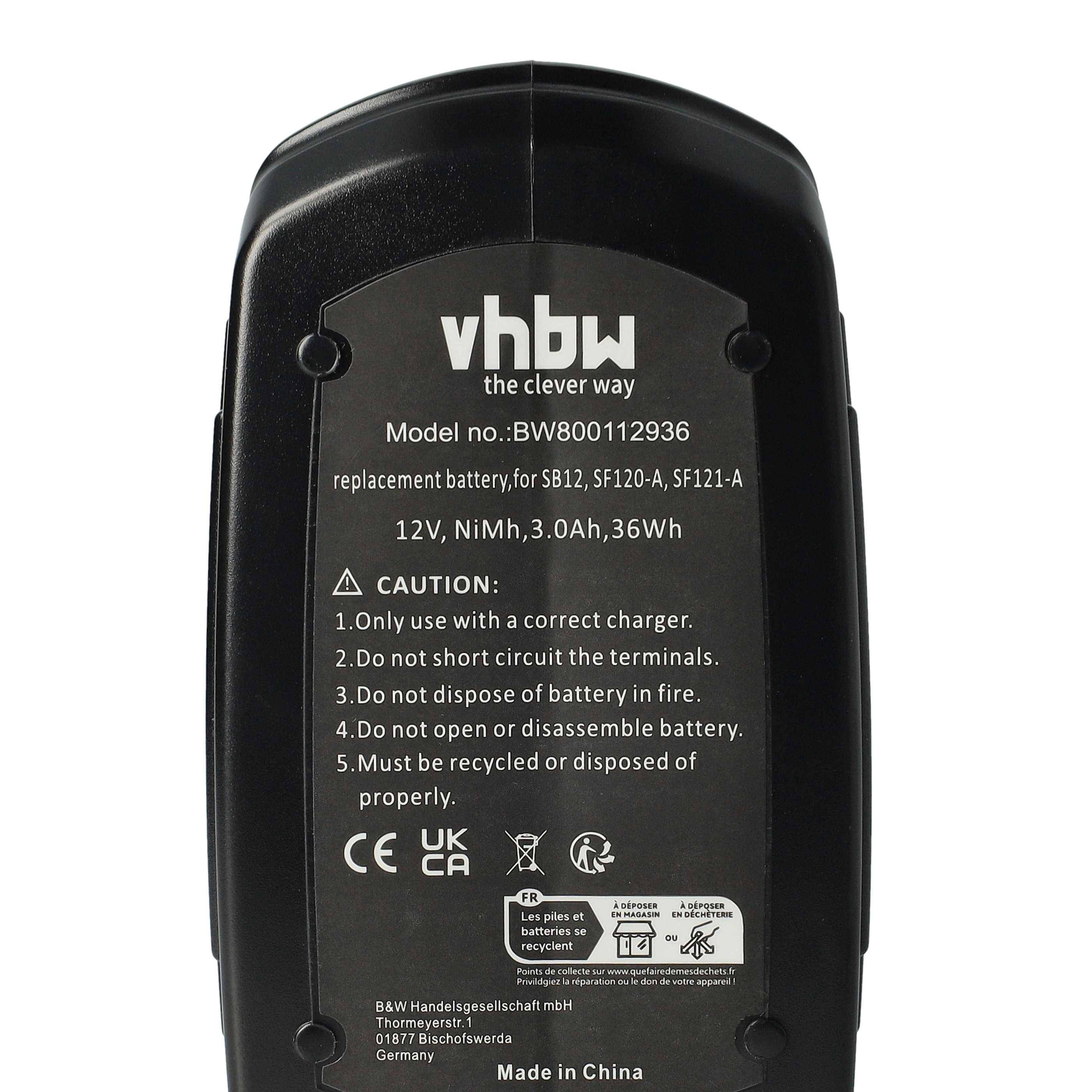 vhbw 1x Akku kompatibel mit Hilti SFL 12/15 Flashlight, SID 121-A, SF121-A Werkzeug (3000 mAh, NiMH, 12 V) - Ersatz für SFB121, SFB126, SFB126A