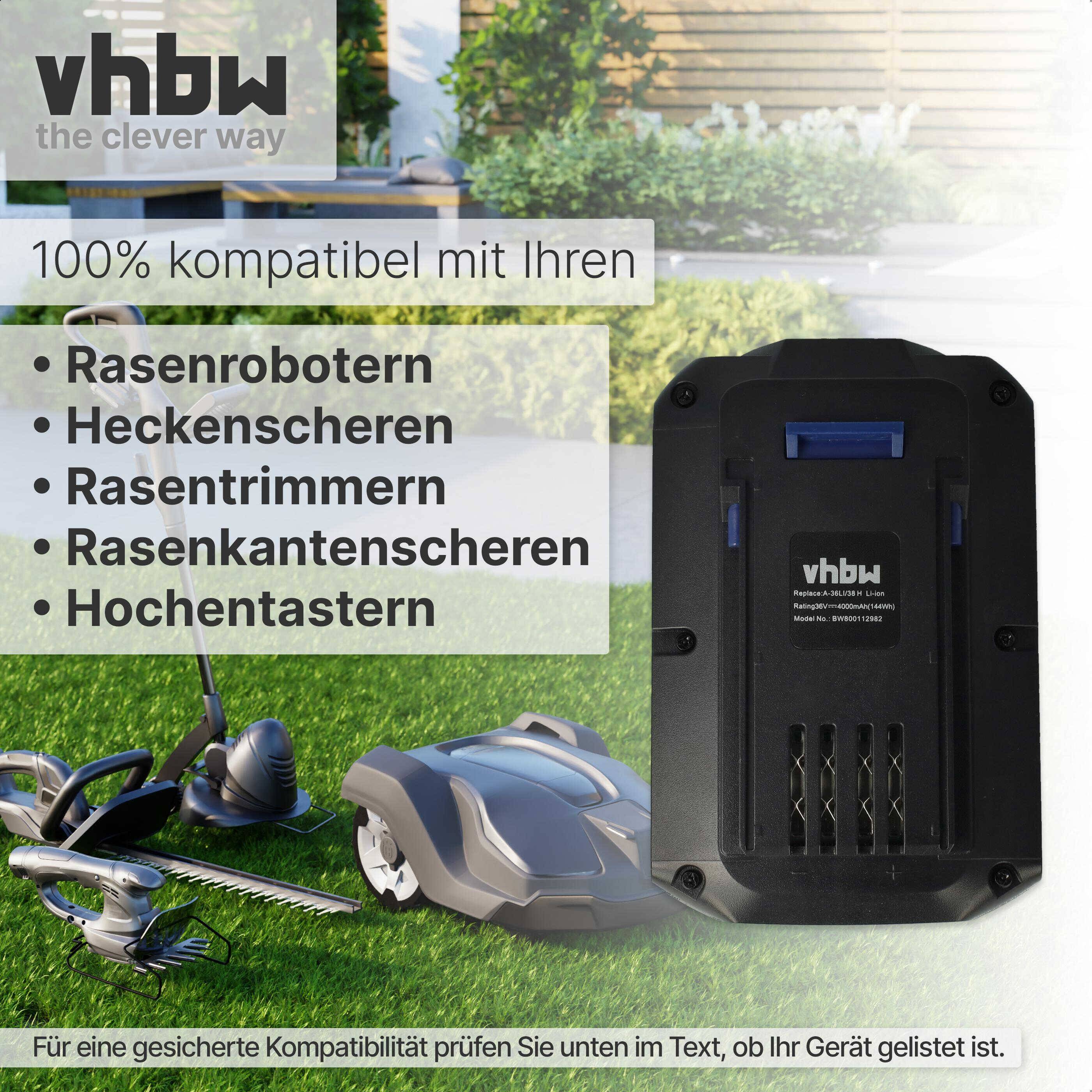 vhbw Akku kompatibel mit Lux Tools AC 36-40, AC36-40 Rasenmäher (4000mAh 36V Li-Ion)