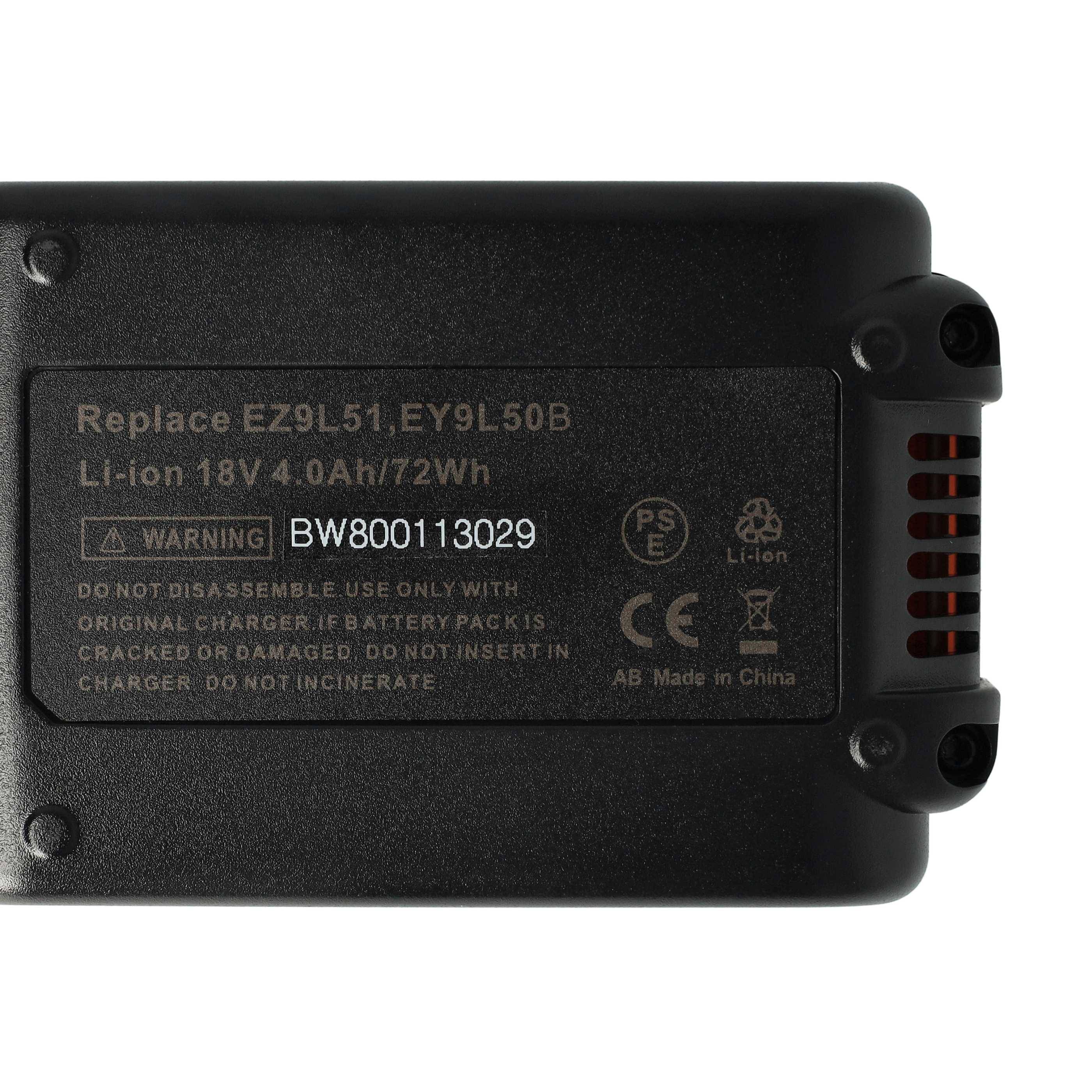 vhbw 1x Akku kompatibel mit Panasonic EY4550, EY4550 X, EY37A1 B, EY37A2 B, EY37C1, EY37C2 B Werkzeug (4000 mAh, Li-Ion, 18 V)