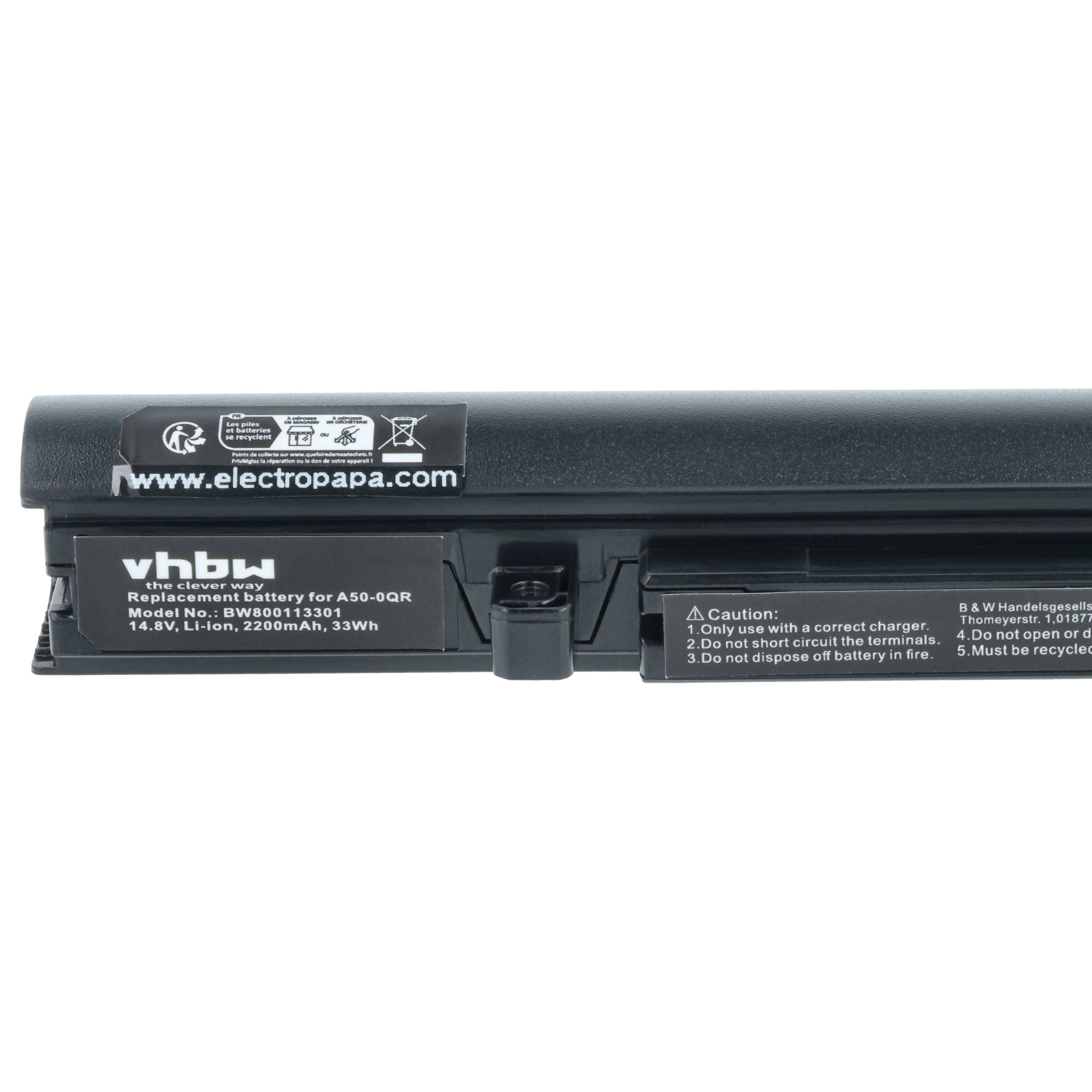 vhbw Akku kompatibel mit Toshiba Satellite Pro A50-C-151, A50-C-14H, A50-C-16T, A50-C-15T Notebook (2200 mAh, 14,8 V, Li-Ion)