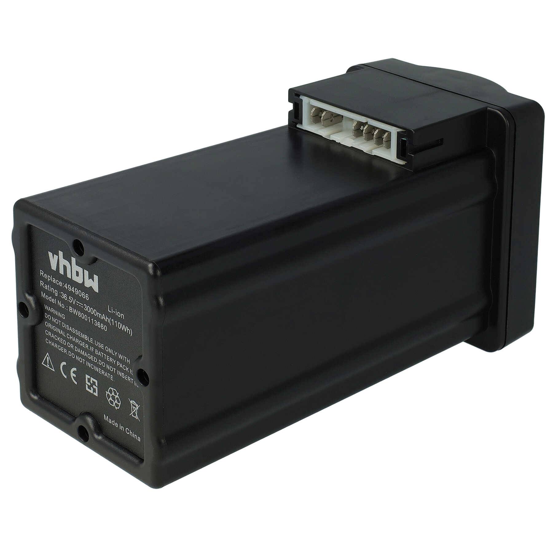 vhbw Akku kompatibel mit Wolf Garten Power 37, 40, 34 Rasenmäher (3000mAh 36,5V Li-Ion)