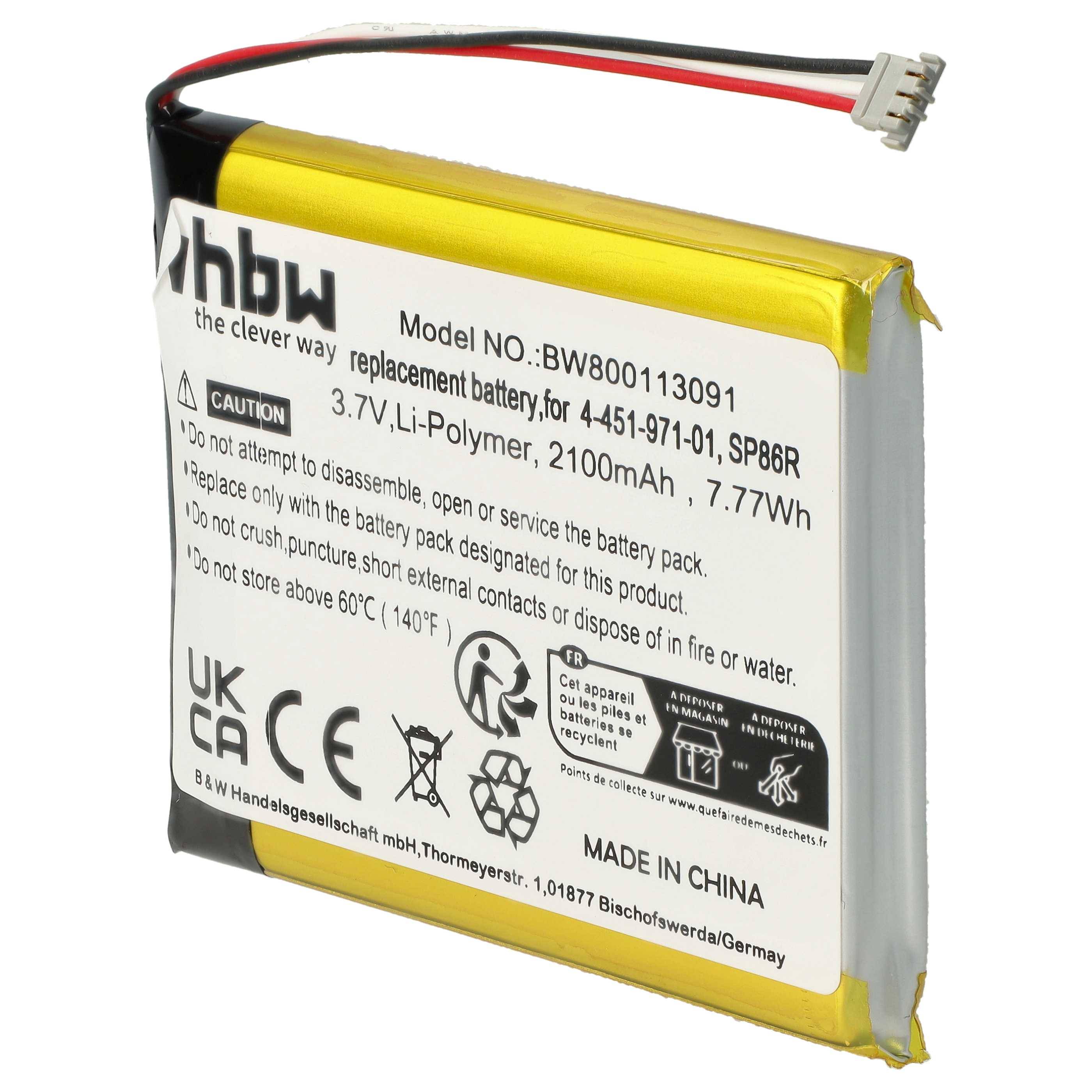 vhbw Akku kompatibel mit Sony PS Vita 2007, PSV2000C6742, PCH-2007, PSV2000 Spielekonsole (2100 mAh, 3,7 V, Li-Ion) - Ersatz für 4-451-971-01, SP86R